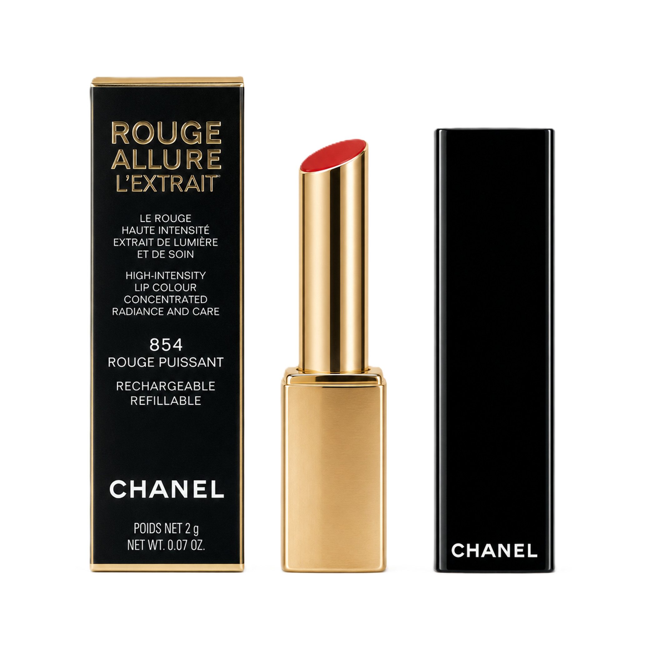 CHANEL Lippenstift Chanel Rouge Allure L'Extrait lip colour 854 Rouge Puissant Refillable