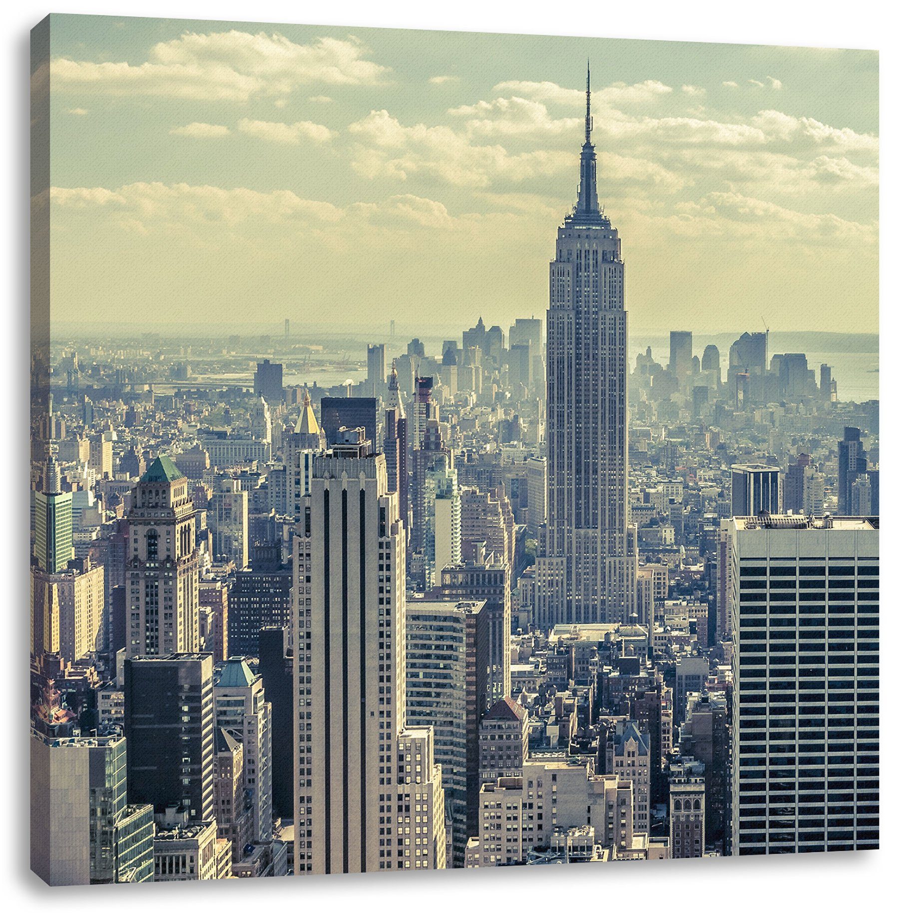 Zackenaufhänger bespannt, Leinwandbild St), fertig Manhattan, Manhattan inkl. Leinwandbild New Pixxprint (1 New York York