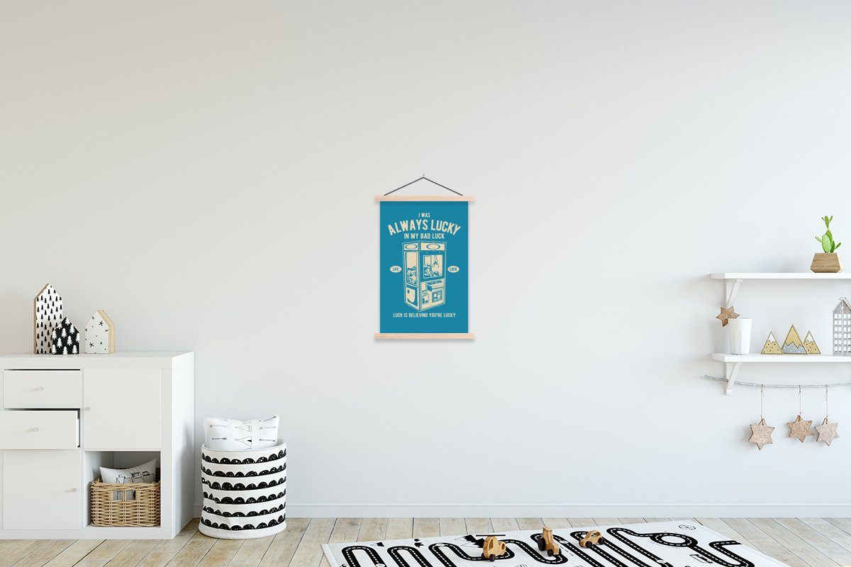 MuchoWow Poster Greifzange - Retro - Blau, (1 St), Posterleiste, Textilposter für Wohnzimmer, Bilderleiste, Magnetisch