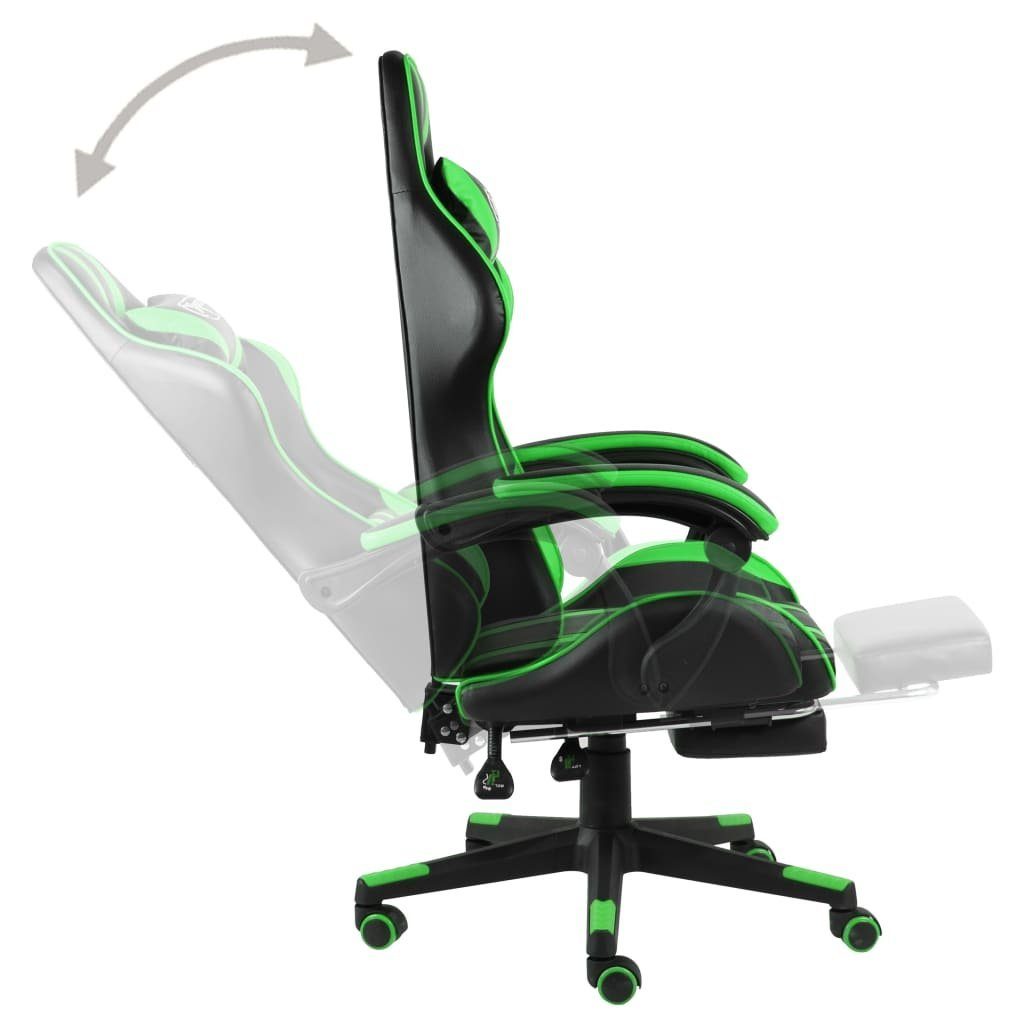 vidaXL Bürostuhl Gaming-Stuhl Sessel Gaming C Fußstütze und Grün Schwarz Kunstleder mit