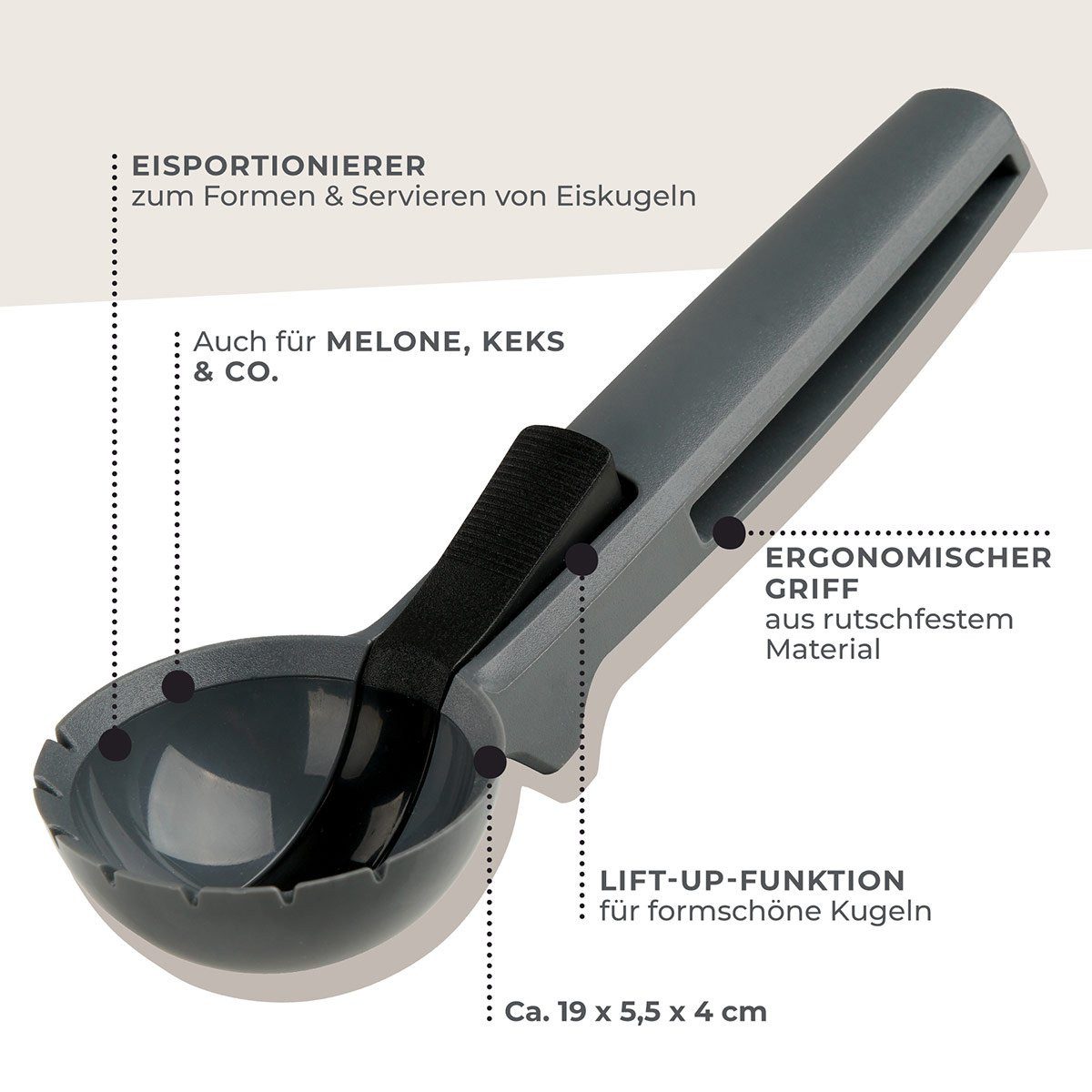 FACKELMANN Eisportionierer Eisportionierer – Eiskugelformer, Speiseeis-Schöpfer, Eiscreme-Löffel