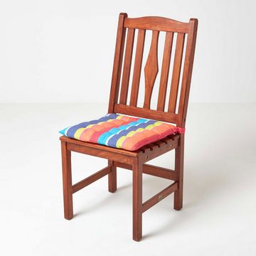 Homescapes Stuhlkissen Gestreiftes Sitzkissen aus 100% Baumwolle, bunt, 4er-Set
