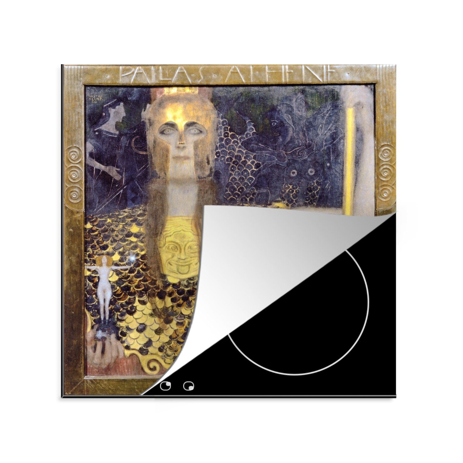 MuchoWow Herdblende-/Abdeckplatte Pallas Athene - Gemälde von Gustav Klimt, Vinyl, (1 tlg), 78x78 cm, Ceranfeldabdeckung, Arbeitsplatte für küche