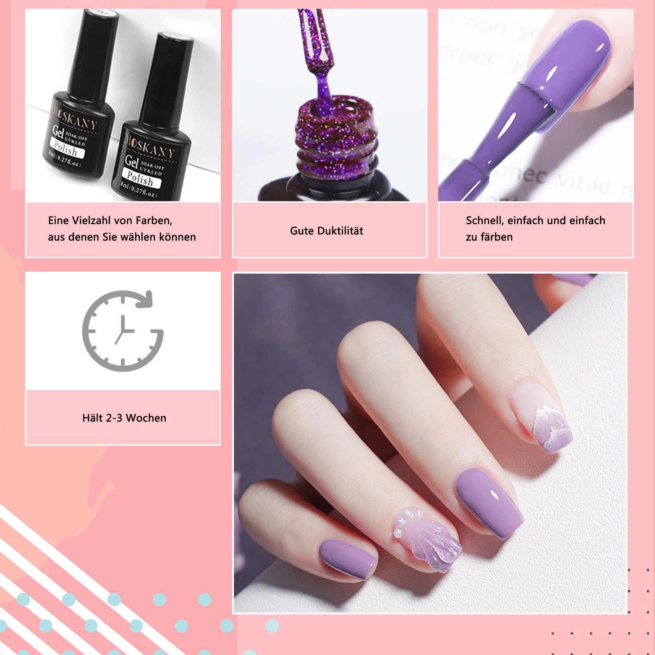 KINSI Lichthärtungsgerät Nagellack Set,Nagelwerkzeuge,UV/LED Lamp,Nagel-Glitzer, Langanhaltende Farbergebnisse & Umweltfreundlich