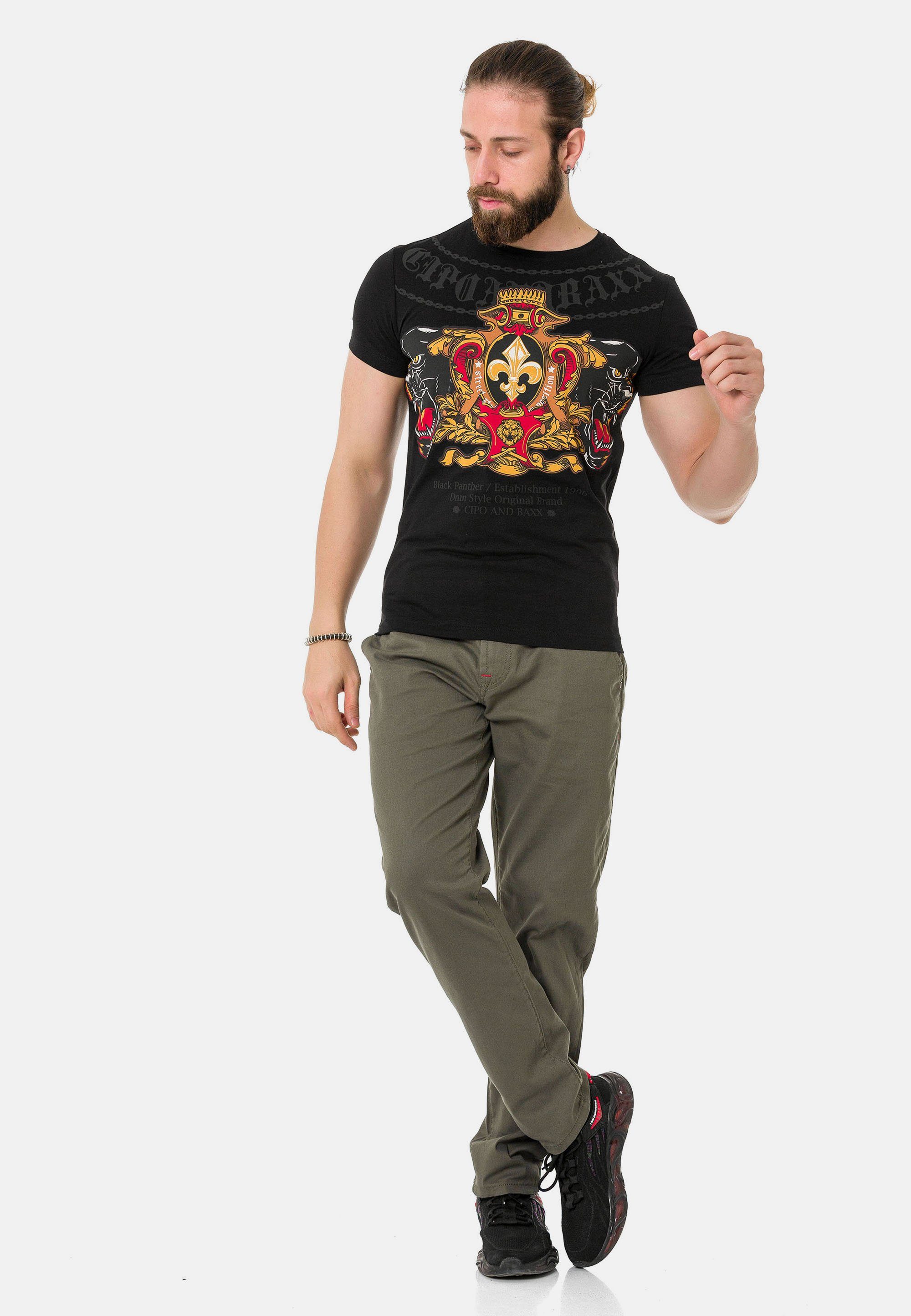 Baxx T-Shirt coolem Frontprint & mit Cipo schwarz