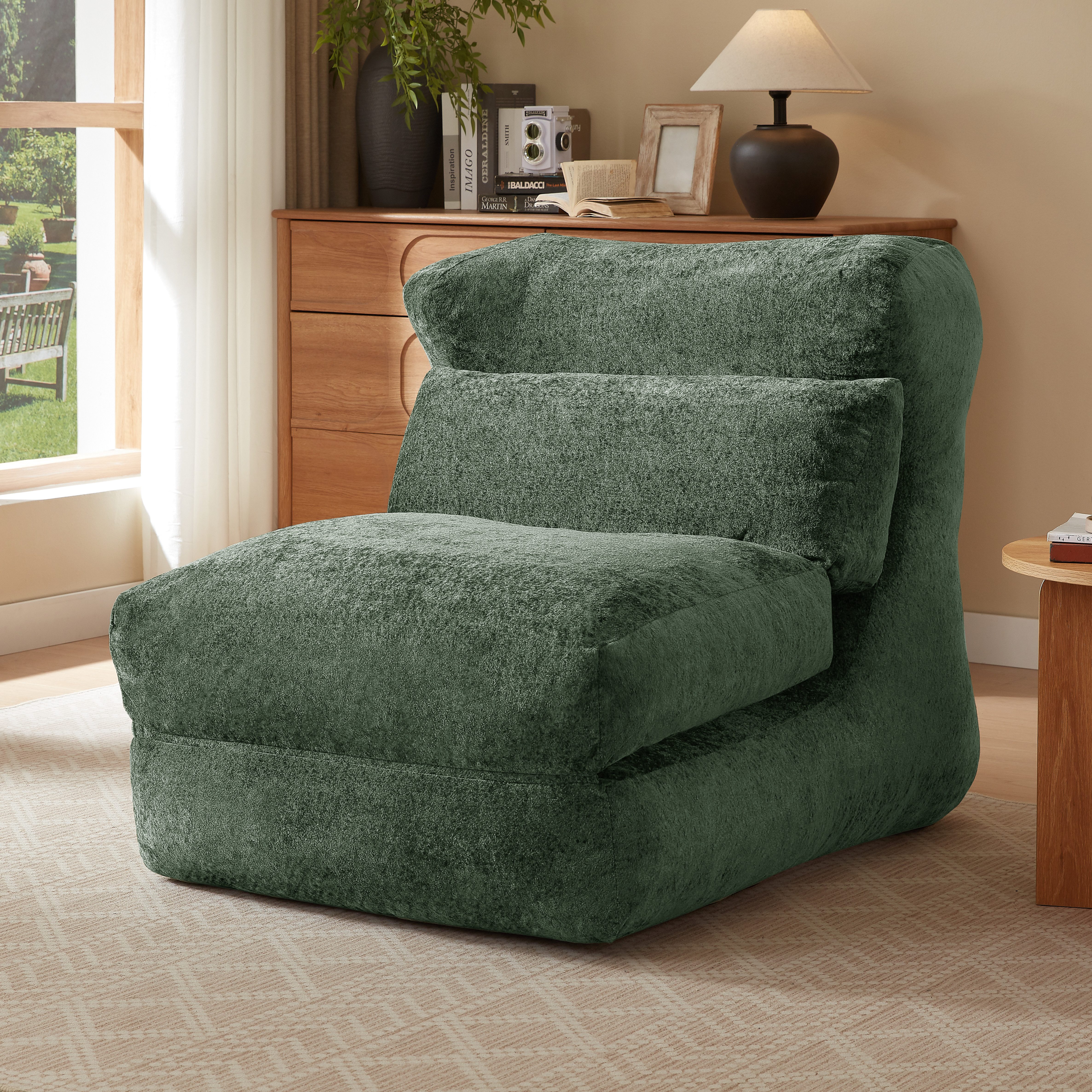 Odikalo Relaxliege Chenille-Relaxsessel mit Klappfunktion & schlaffunktion, einzigartiges Design, geeignet für Wohnzimmer und Schlafzimmer, kann von einem Einzelsessel in einen Liegestuhl umgewandelt werden