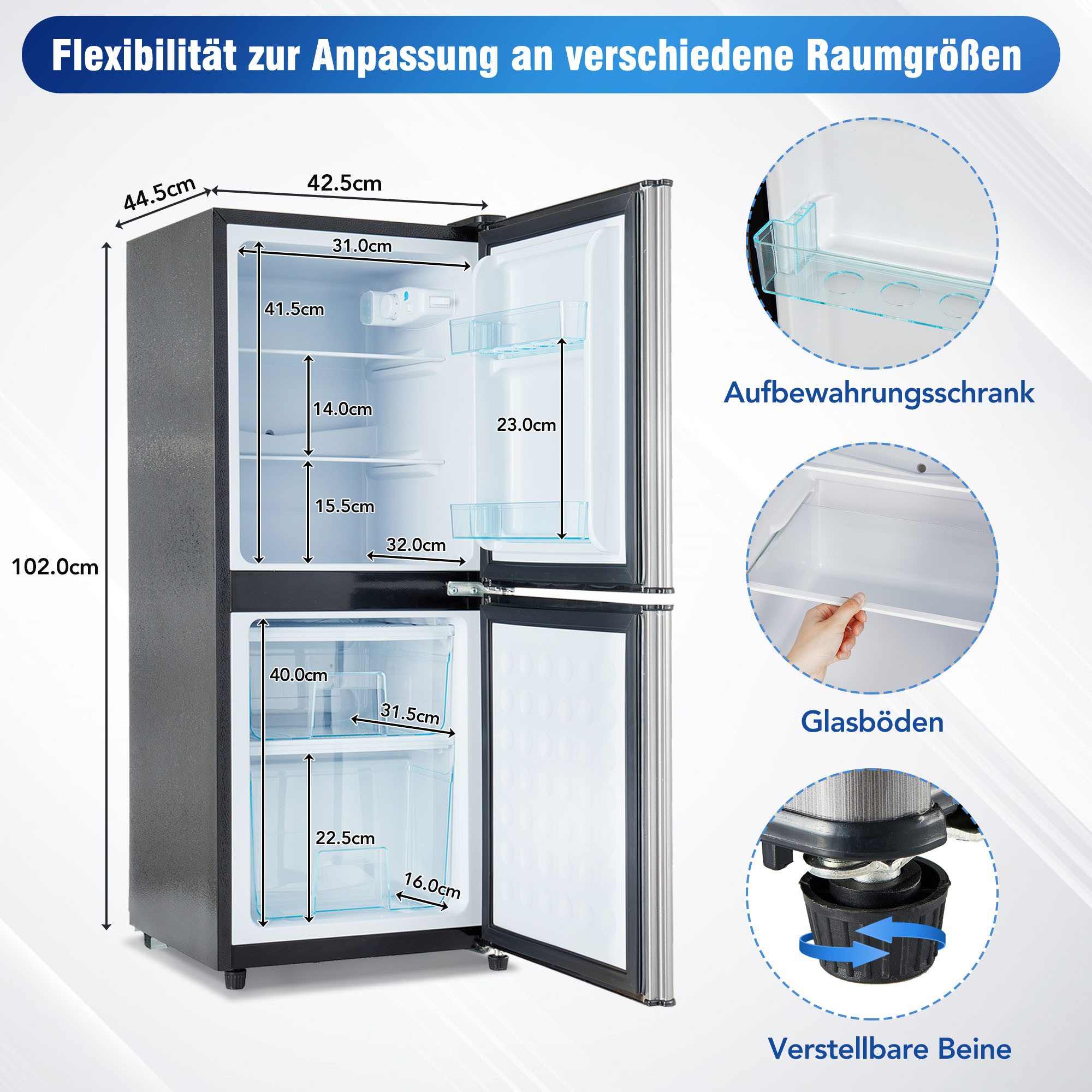 kowdom Kühl-/Gefrierkombination BCD-106W BCD-106W, LED-Beleuchtung