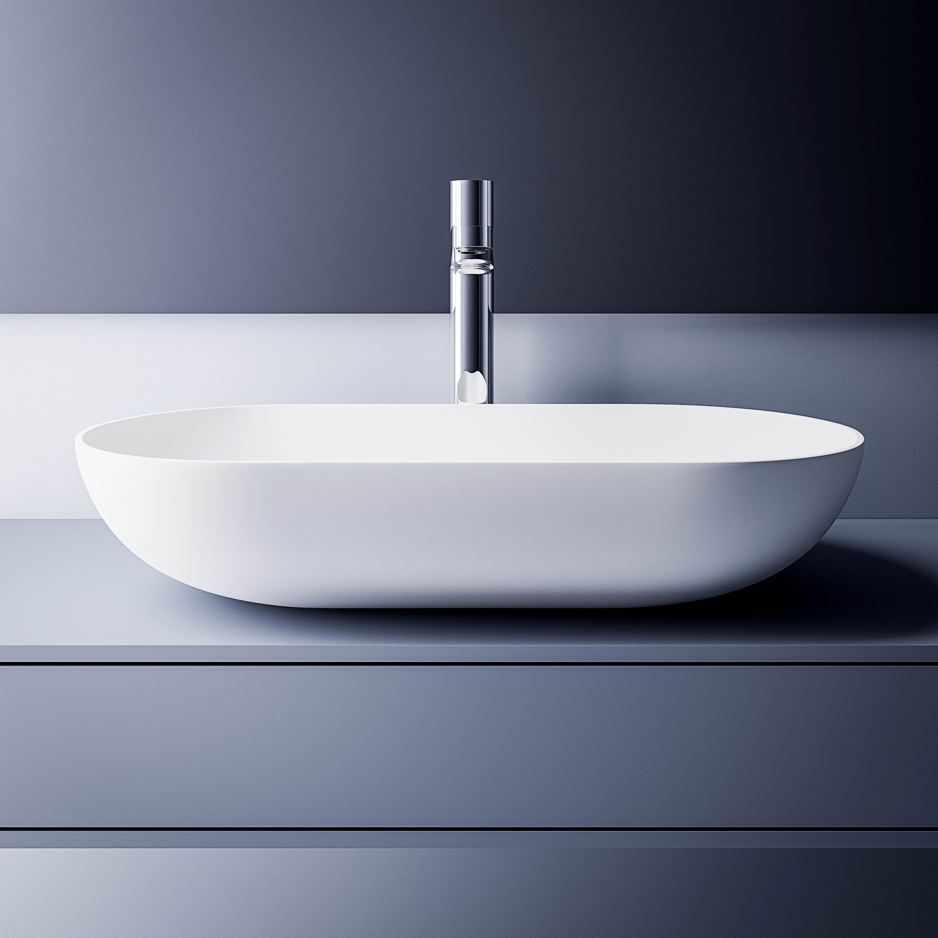 Bernstein Aufsatzwaschbecken O-541 54cm Weiß matt, Aufsatzwaschbecken oval günstig online kaufen