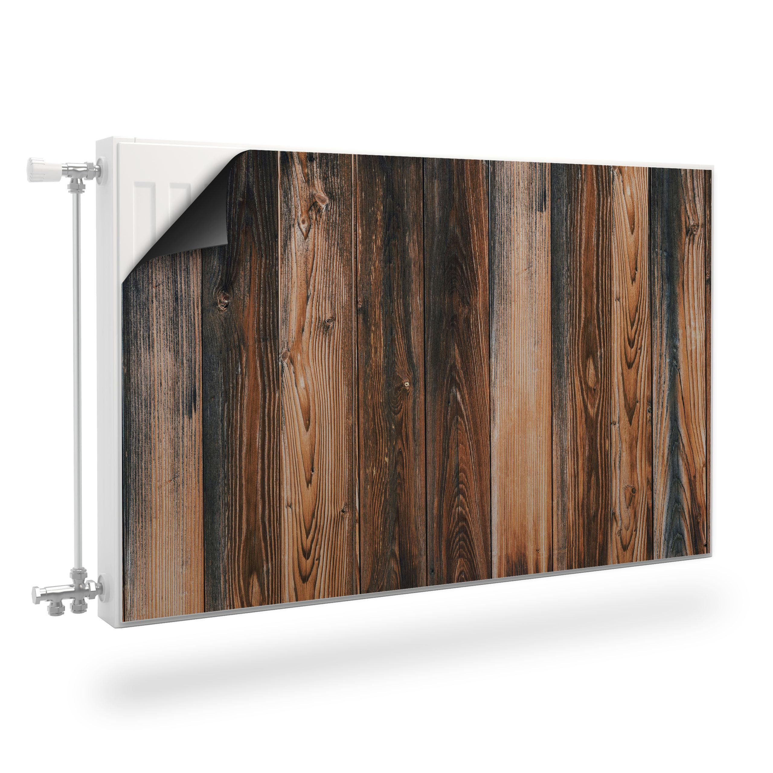 Muralo Magnetfolie Heizkörperverkleidung Holzoptik – Heizkörperabdeckung magnetisch, Vertikale Bretter – 80x60 cm, abriebfest, abwischbar