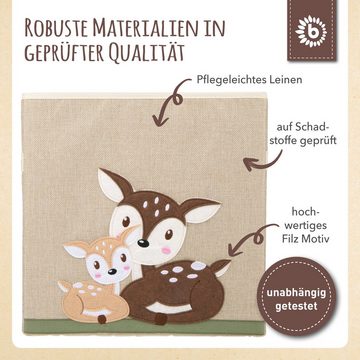 BIECO Spielzeugtruhe Bieco Aufbewahrungsbox Kinder Rehe Motiv ca. 36L faltbar Süße Spielzeug Kiste für Kallax Regal Aufbewahrungsbox 33x33x33 Kallax Boxen für Spielzeug Aufbewahrung Storage Box Kallax Korb