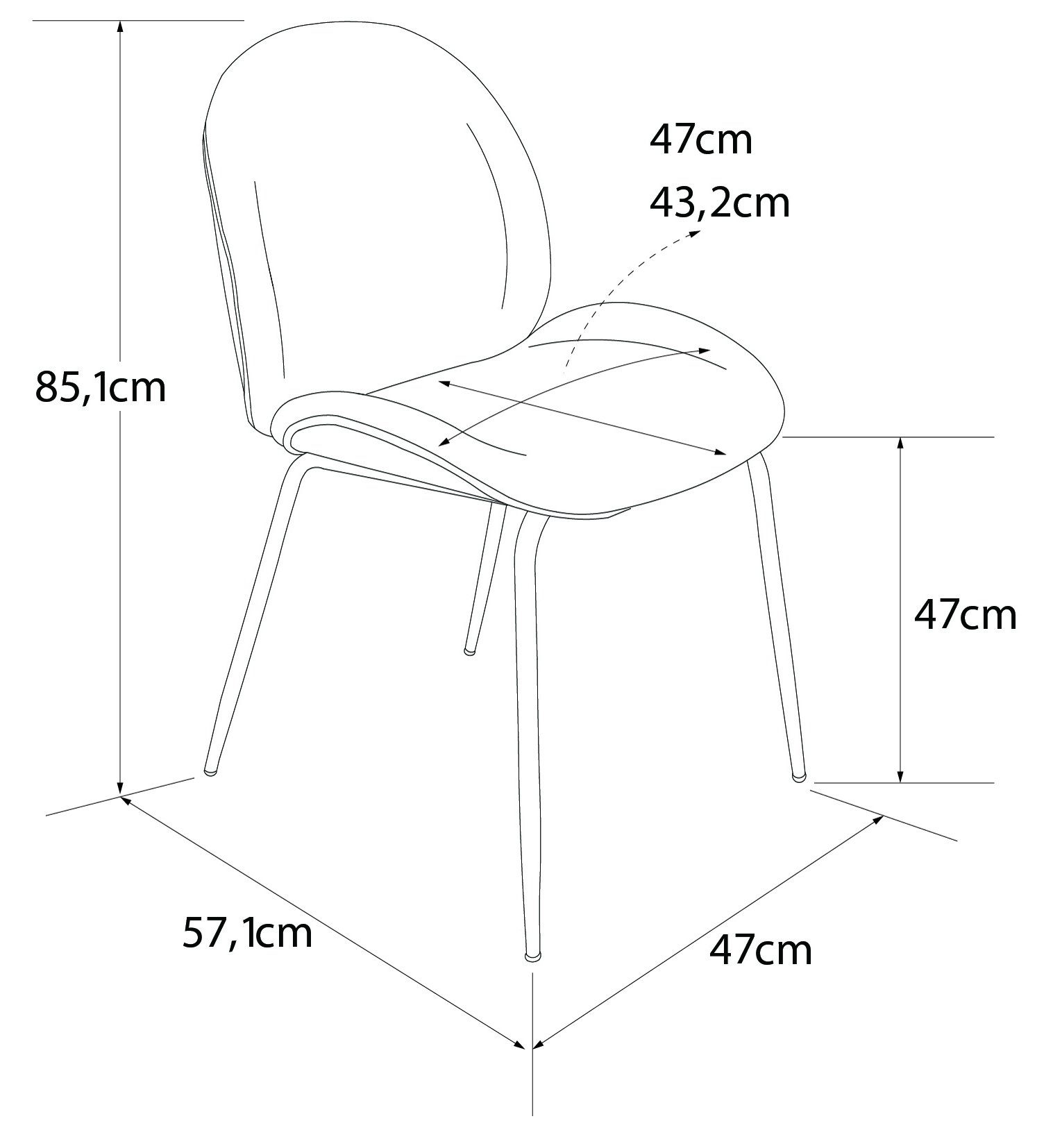 schwarz St), und gepolstert, Sitzhöhe Rücken Gestell, CosmoLiving Astor 47 cm messingfarbenenes Sitz (1 Esszimmerstuhl by Cosmopolitan