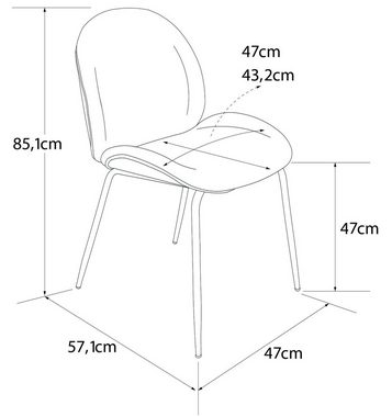 CosmoLiving by Cosmopolitan Esszimmerstuhl Astor (1 St), Sitz und Rücken gepolstert, messingfarbenenes Gestell, Sitzhöhe 47 cm