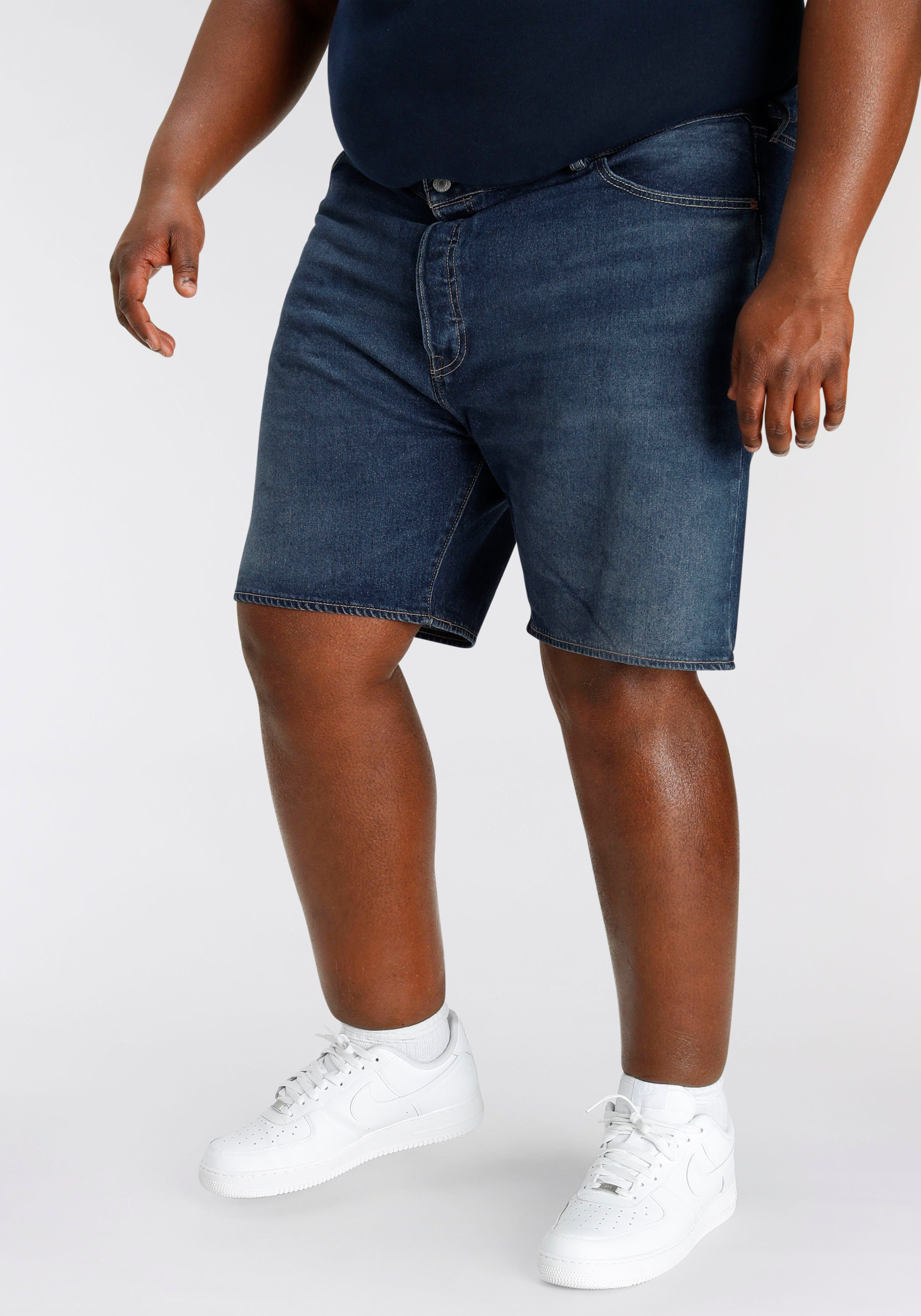 Levi's® Plus Jeansbermudas 501 mit HEMMED dark blue SHORTS Stretchanteil denim