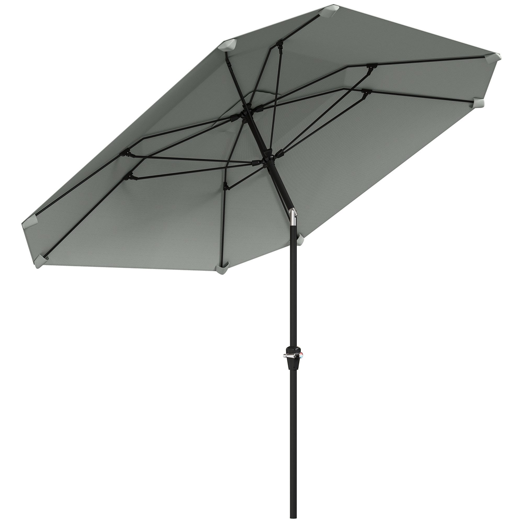 CHICFURN Sonnenschirm Ø 233 cm, knickbar, Alu, mit Knickfunktion, Kurbelbedienung, LxB: 233x233 cm, Packung, Windfest & stabil, für Balkon, Terrasse & Garten in Dunkelgrau