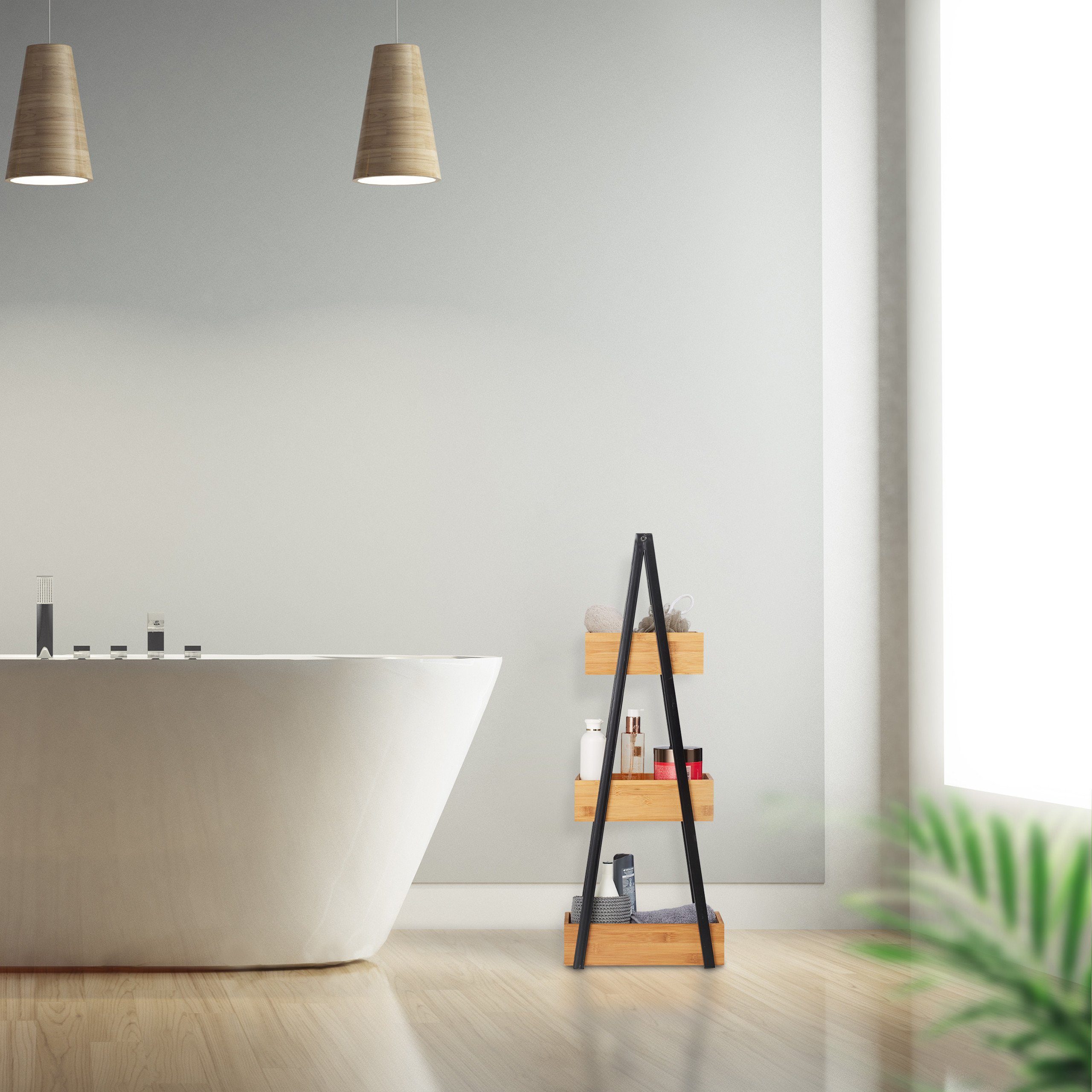 relaxdays Badregal Bambus 3 Ablage günstig online kaufen