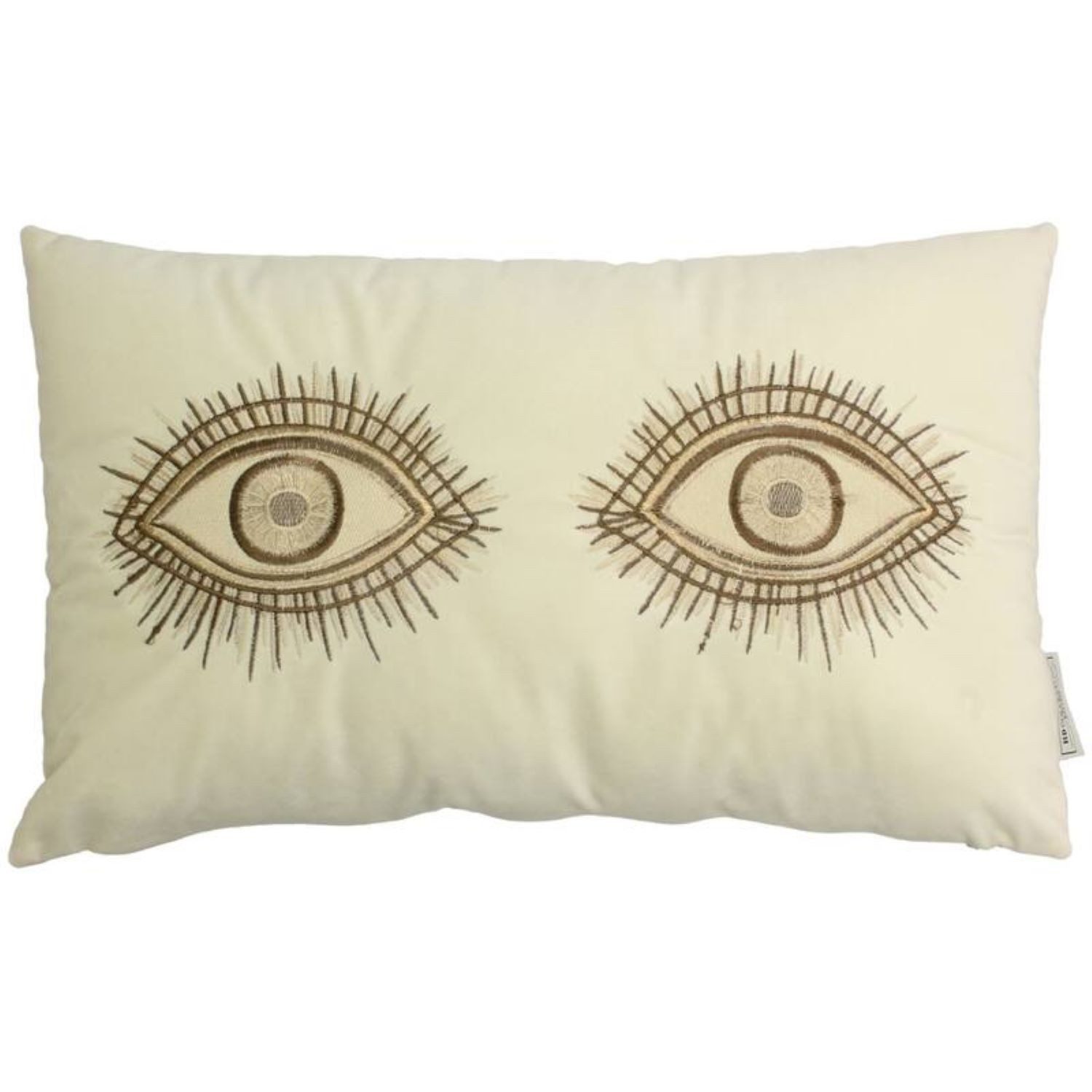 HD Collection Декоративные подушки Подушки Beige Samt Stickerei Augenmotiv Länglich 50 cm, Stickerei mit Augenmotiv