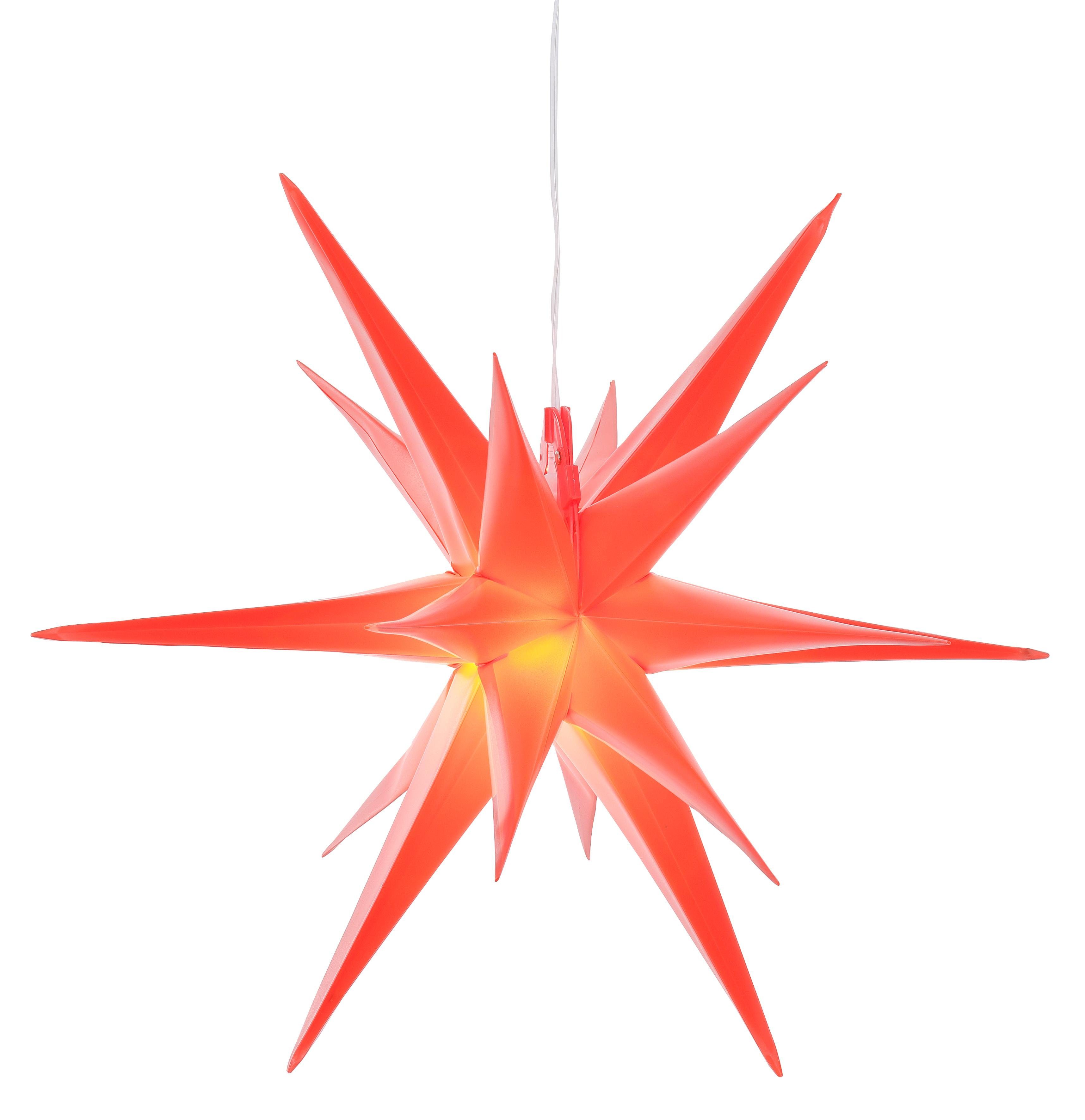 my home LED Stern Weihnachtsstern, 3D-Optik, LED fest integriert, Warmweiß, Ø 57 cm, mit 6-Stunden-Timer, Weihnachtsdeko aussen