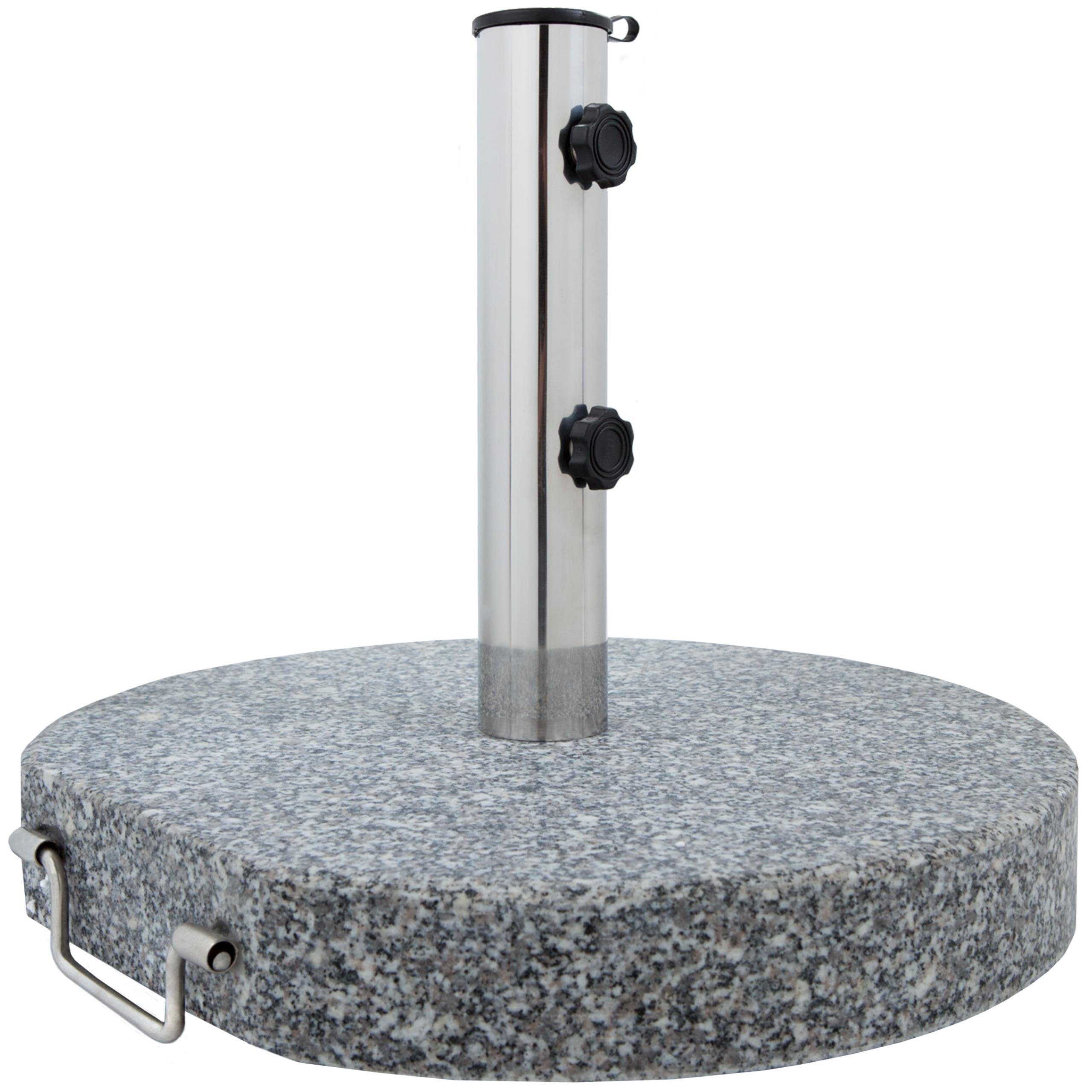 anaterra, Rund 30 kg Griff Schirmständer-Platte Granit (1-tlg) mit Schirmständer, Sonnenschirmständer Rollen