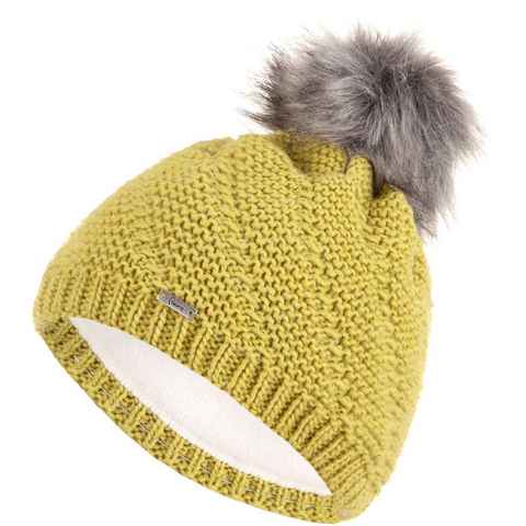 Faera Bommelmütze Wintermütze Damen Mütze Beanie Winter Haube gefüttert Strickmütze