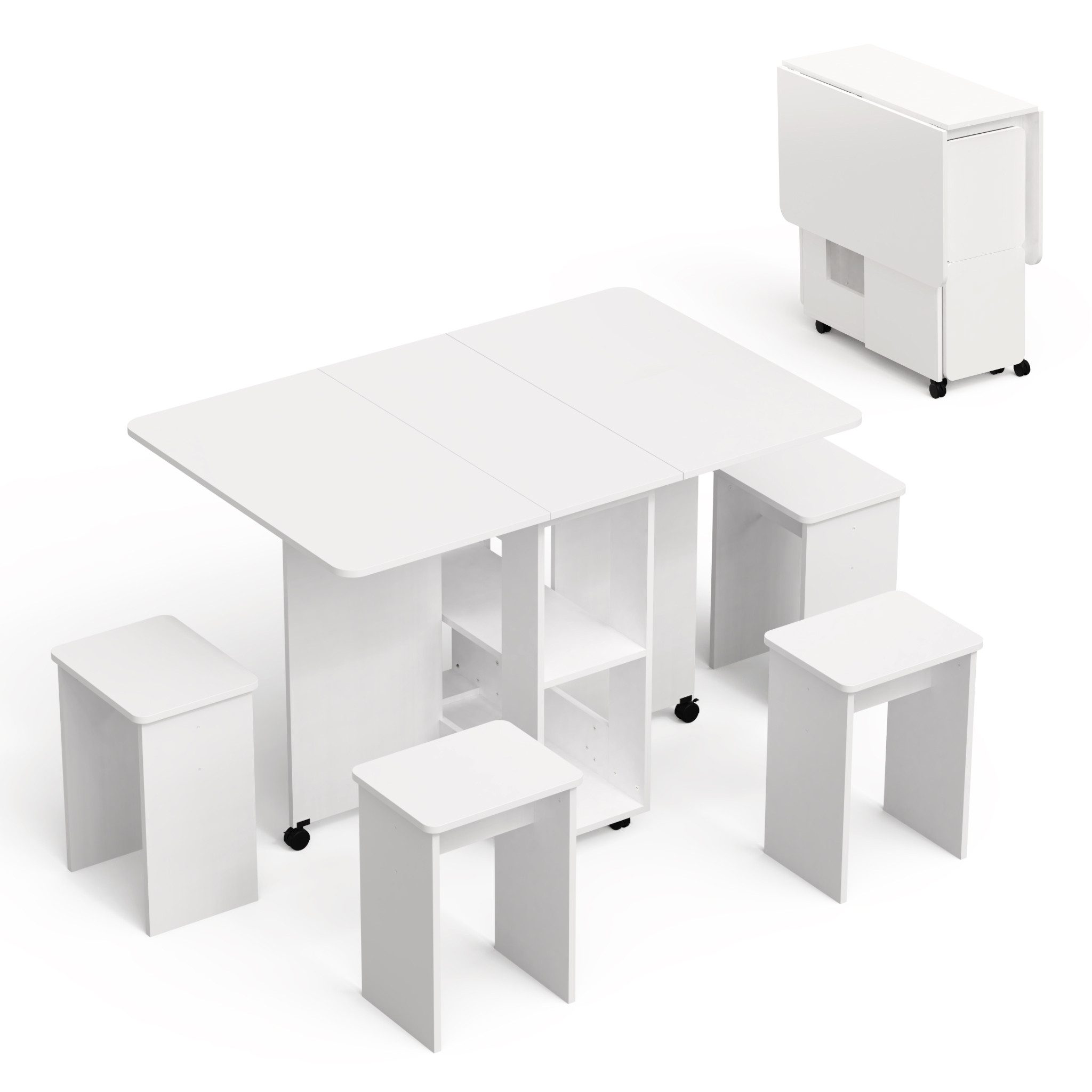 Mondeer Essgruppe Esstisch mit 4 Hockern, Platzsparend, 3-in-1-Funktion, Ro günstig online kaufen