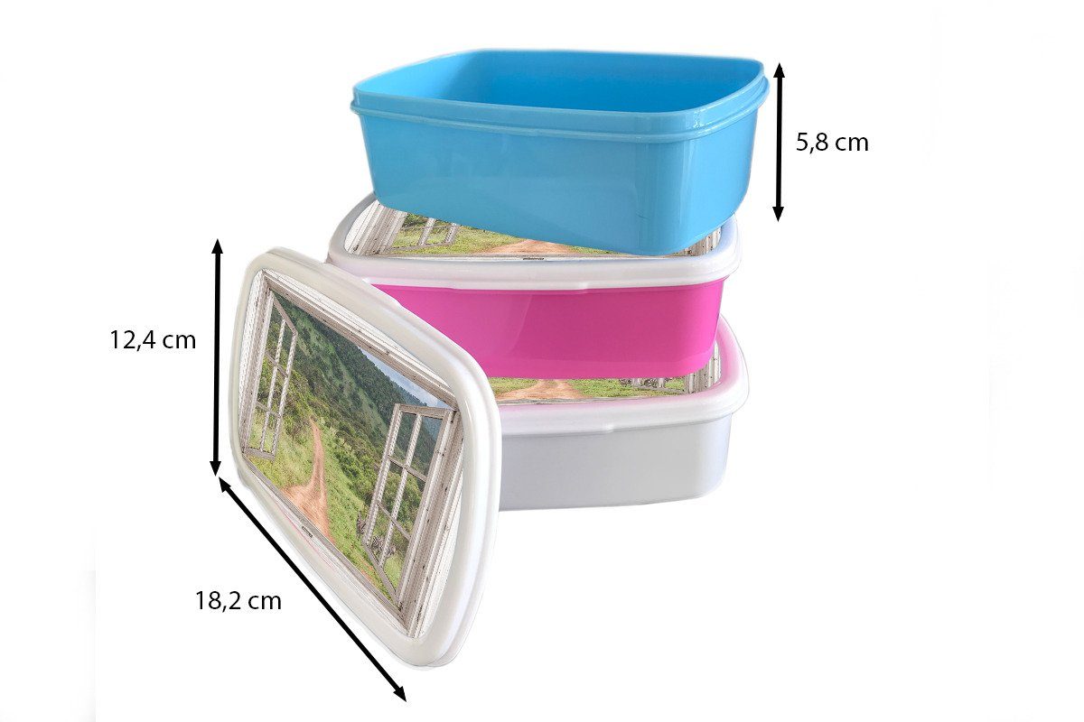 MuchoWow Lunchbox Durchschauen Erwachsene, (2-tlg), und - für für Jungs Kinder Mädchen Brotdose, und Brotbox Kunststoff, Zebra Afrika, weiß 