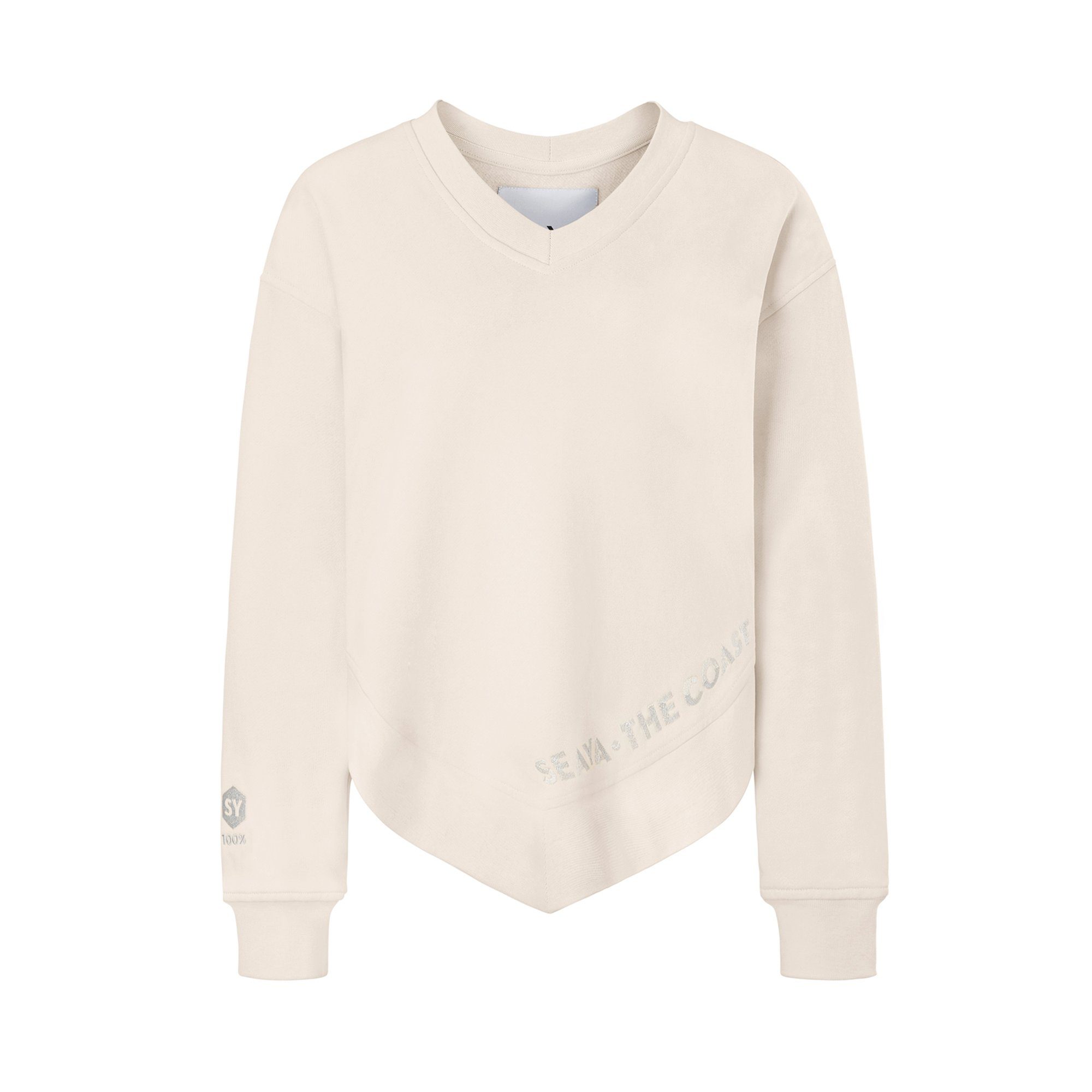 SeaYA Sweatshirt Sweatshirt Poncho sand Stickerei Biobaumwolle