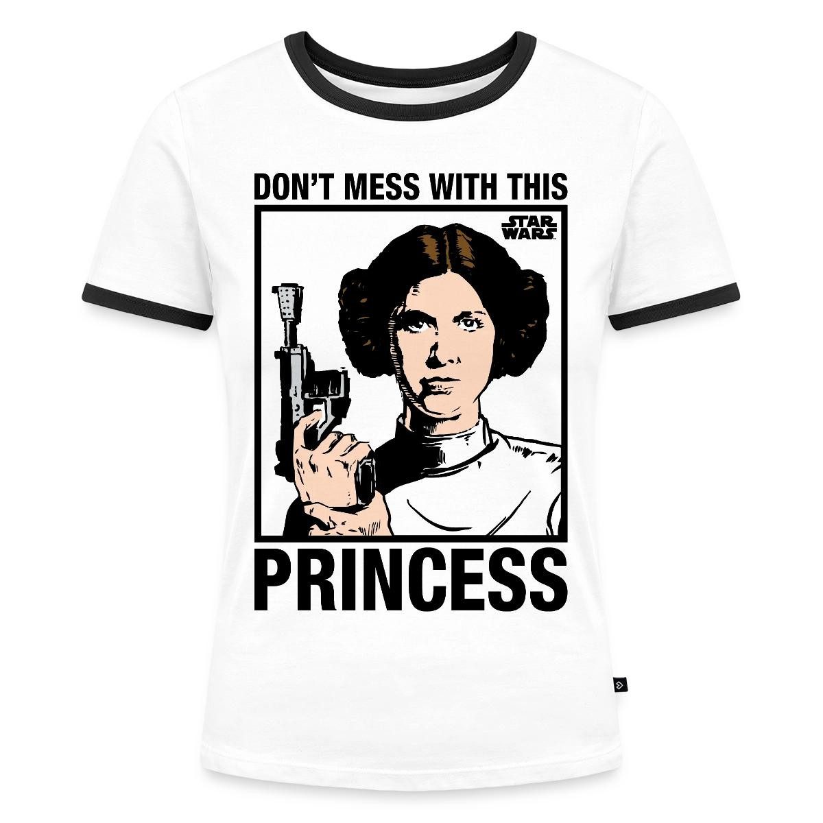 Spreadshirt T-Shirt Star Wars Leia Don't Mess With This Princess Frauen Kontrast T-Shirt (1-tlg)