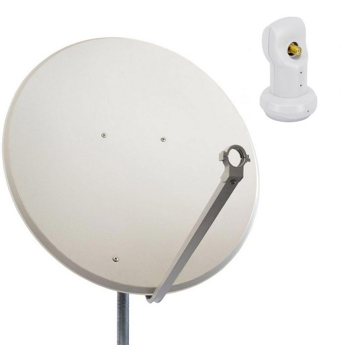 PremiumX Satelliten-Komplettanlage 100cm Satellitenschüssel Stahl Hellgrau Single LNB SAT für 1 Teilnehmer SAT-Antenne