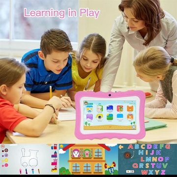 autolock Lerntablet 7 Zoll Kinder Tablet WiFi Tablet PC Androidtablet mit Silikonhülle, Google Android 4.4.2 OS, 7-Zoll-kapazitives TFT-Display