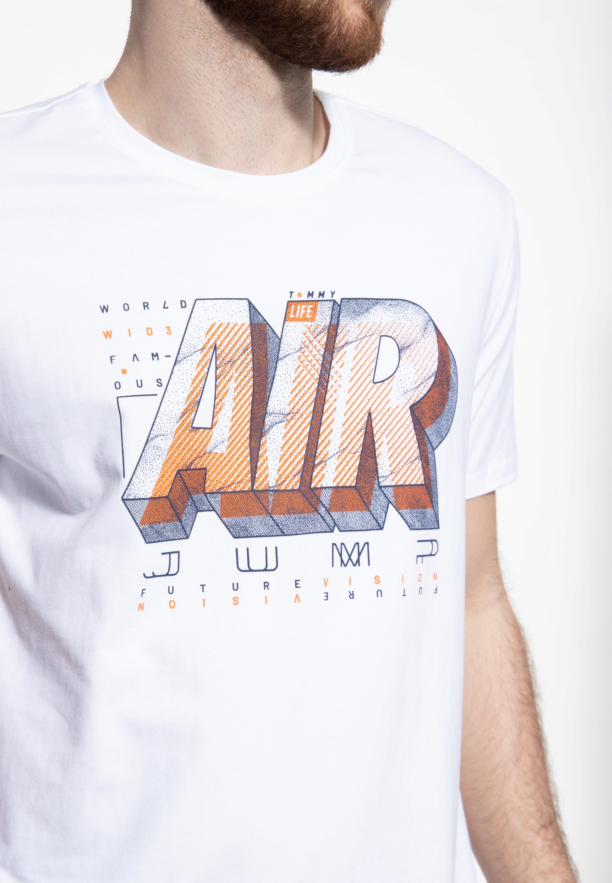 AIR TOMMY LIFE (1-tlg) Print-Shirt weiß