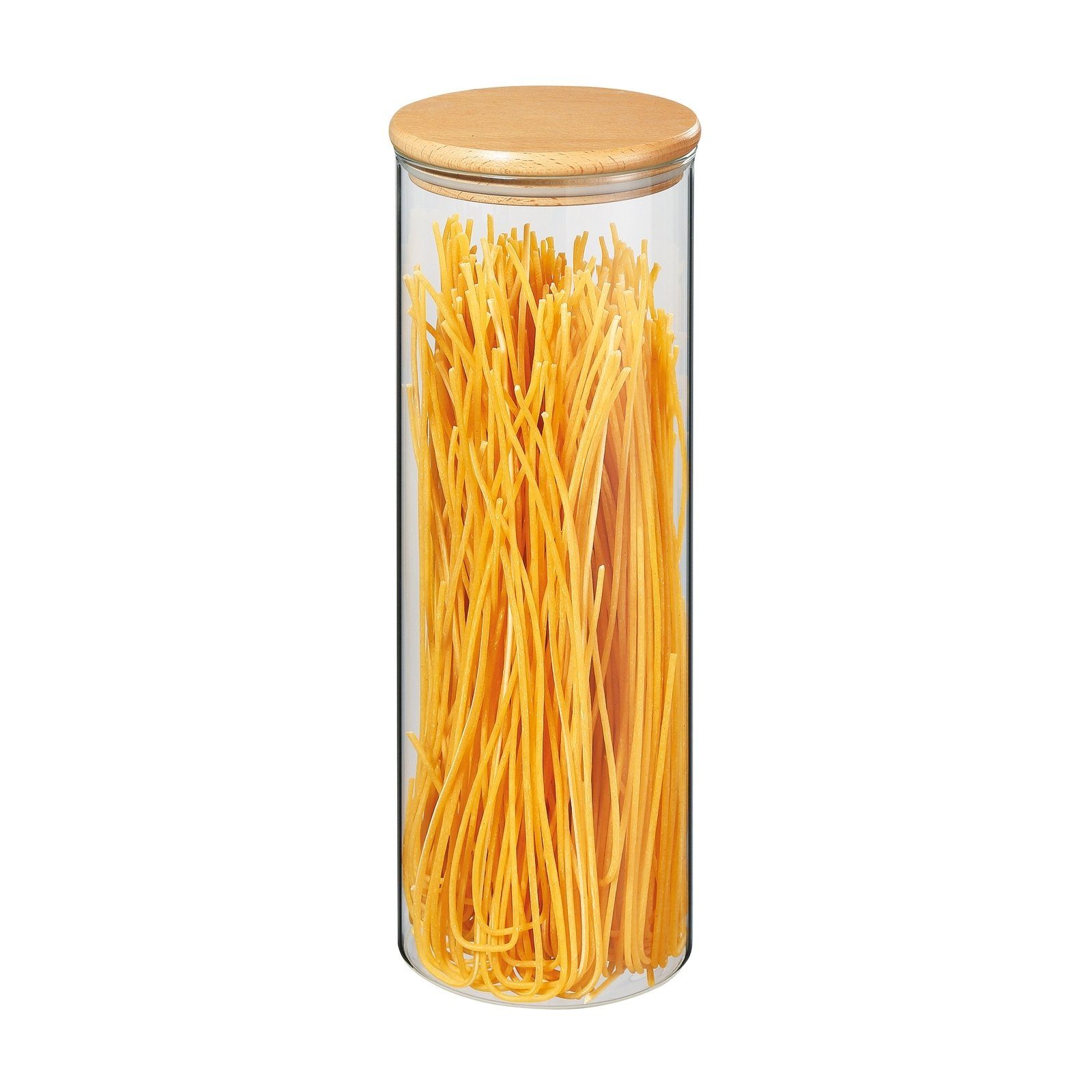 Spaghettiglas 2 ZASSENHAUS Holz, 1-tlg), Glas, Holzdeckel, Vorratsglas Vorratsglas Lebensmittelaufbewahrung (Stück, Liter