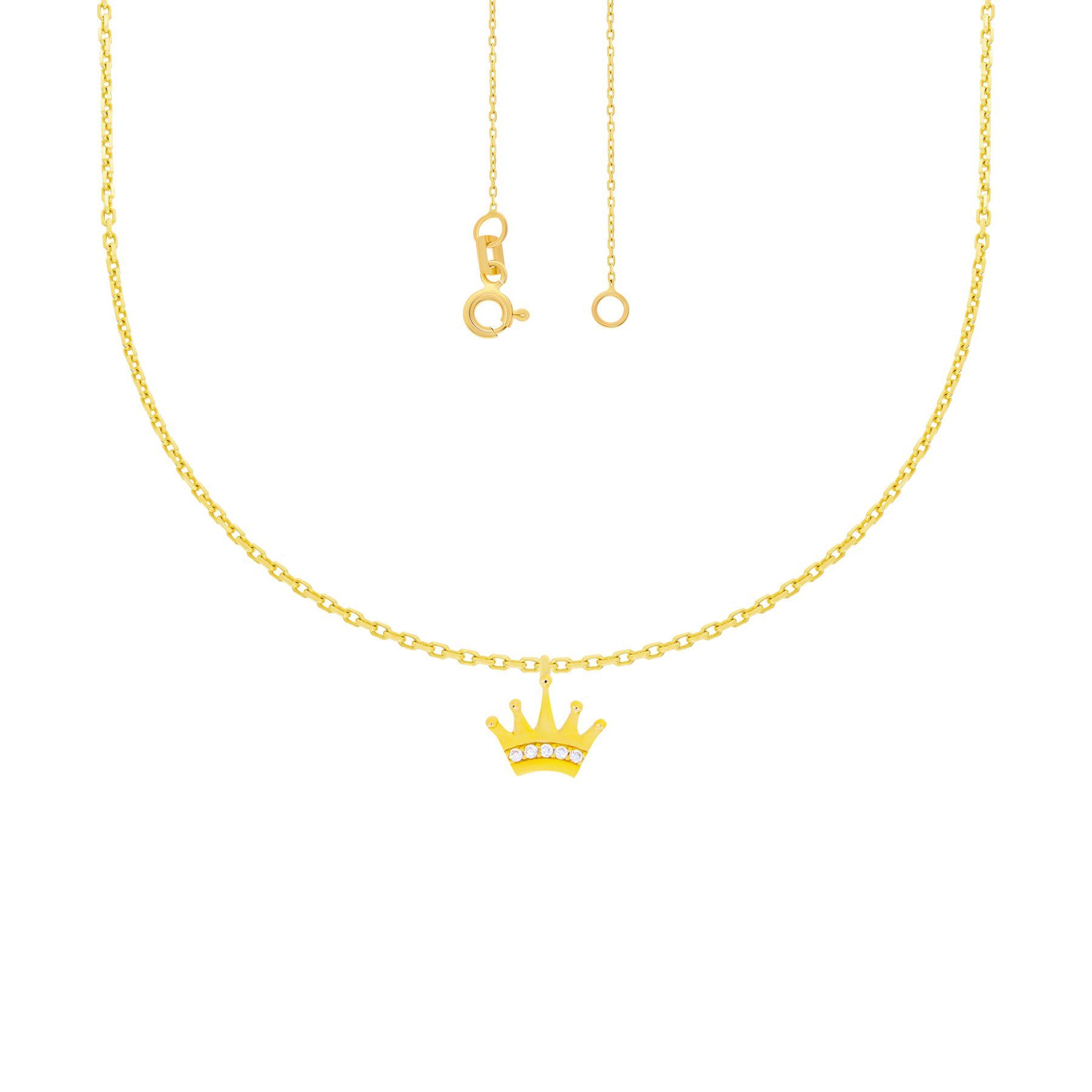 Stella-Jewellery Collier 585er Gelbgold Collierkette mit Krone Zirkonia, Co günstig online kaufen