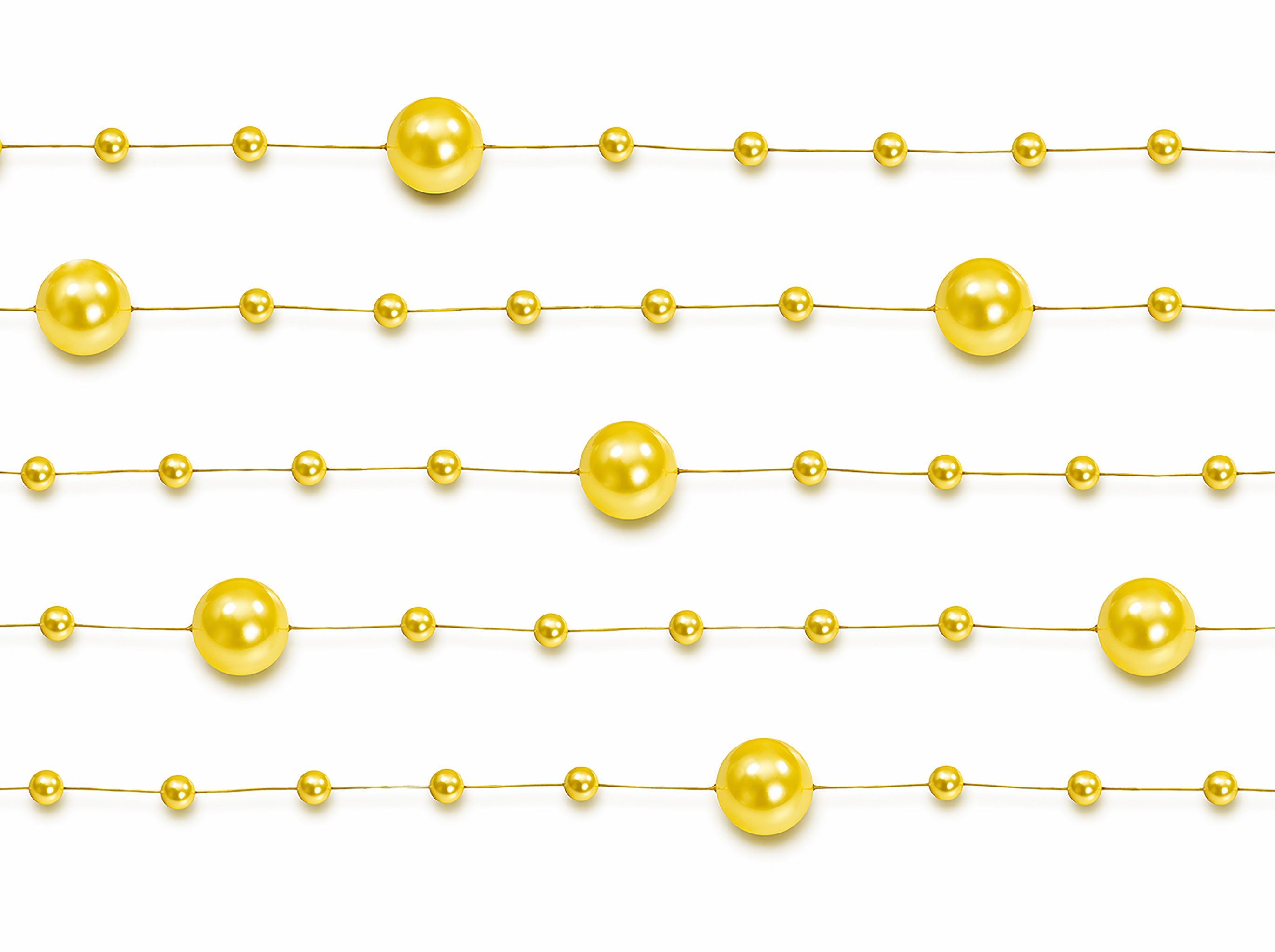 partydeco Girlanden, Perlenkette 8mm x 1,3m Kunststoff 5 Stück Gelb