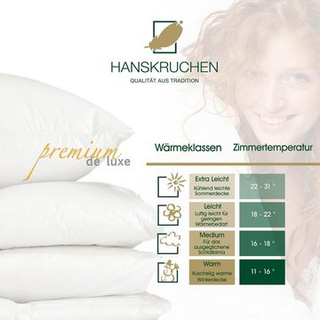 Daunenbettdecke, Premium de Luxe, HANSKRUCHEN, Füllung: 100% Daunen, Bezug: 100% Baumwolle, Leicht 260 x 240 cm, hergestellt in Deutschland, allergikerfreundlich
