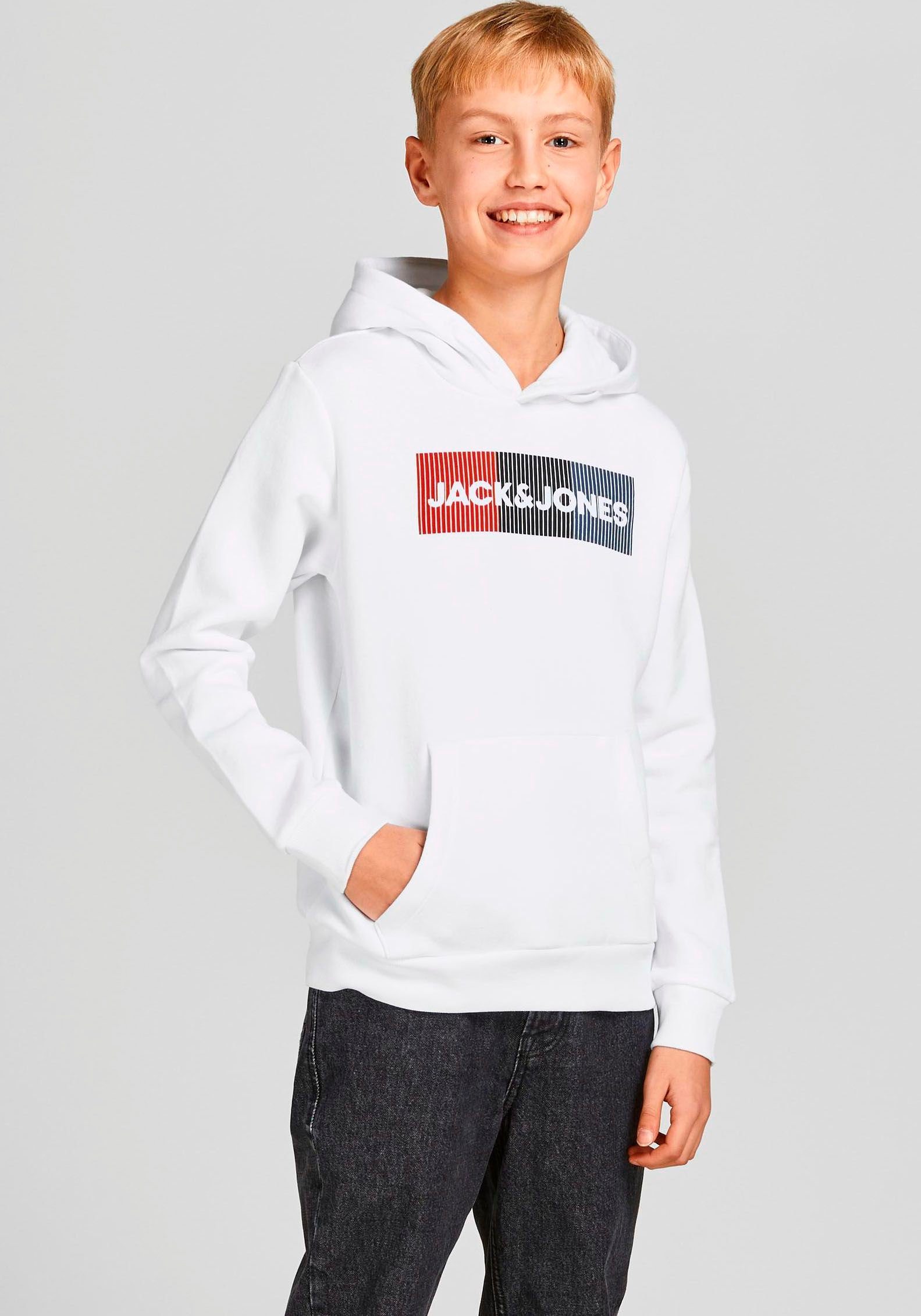 Jack & Jones Junior Kapuzensweatshirt white/PLAY | 