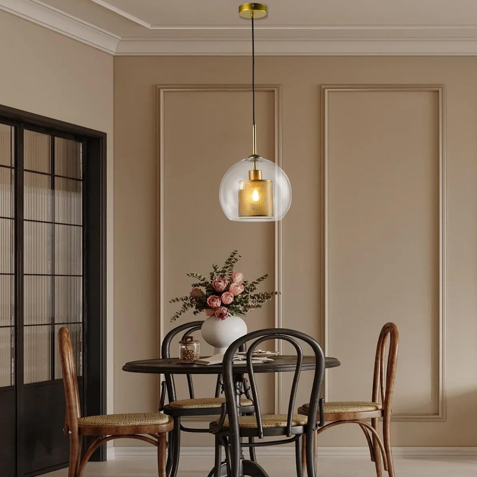 LQWELL Pendelleuchte Modern Skandinavisch Industrielle Pendelleuchte Hängeleuchte E27, keine Glühbirnen, Innenbeleuchtung Lampe Mid Century Pendellampe Beleuchtung, Wohnraumbeleuchtung, für Küche, Wohnzimmer, Schlafzimmer, Esszimmer, Café