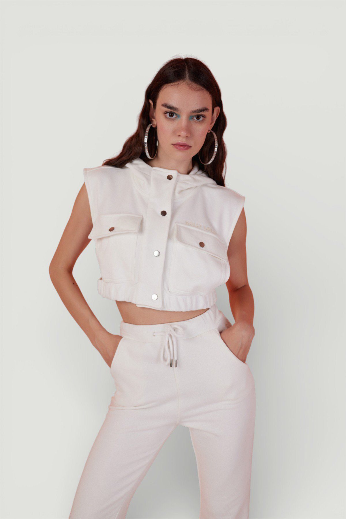 HOLLY LOLLY Warnweste Kapuzenshirt mit Druckknöpfen Pink