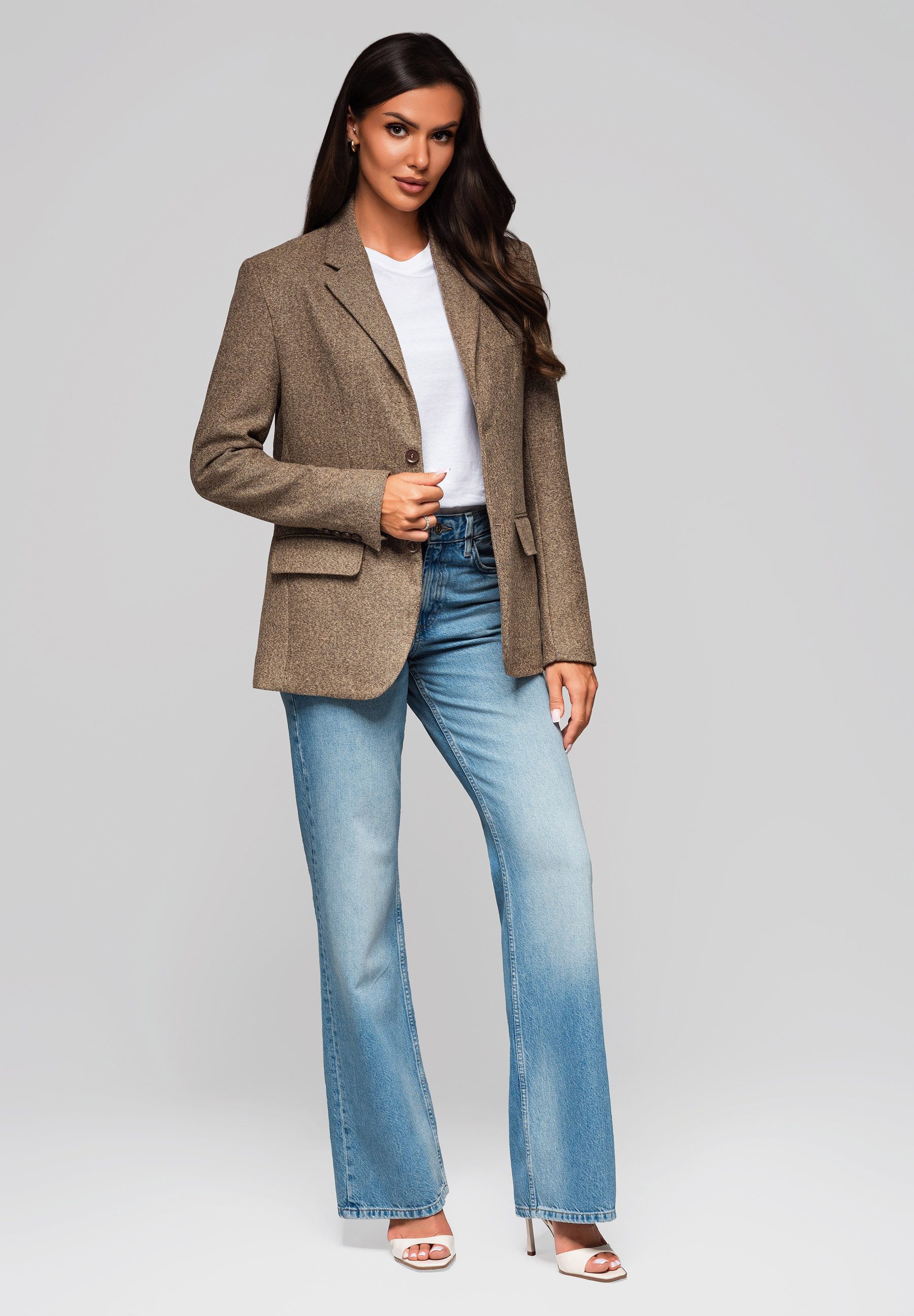 OMBRE Longblazer Klassischer Blazer aus Strukturstoff günstig online kaufen