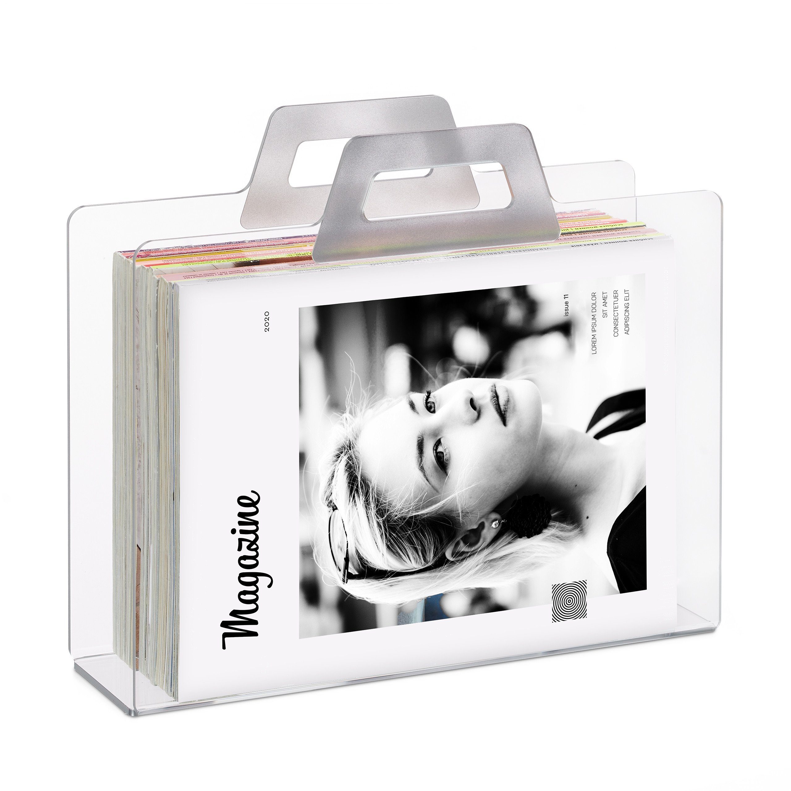 relaxdays Zeitungsständer Transparenter Zeitungsständer aus Acryl, silber günstig online kaufen