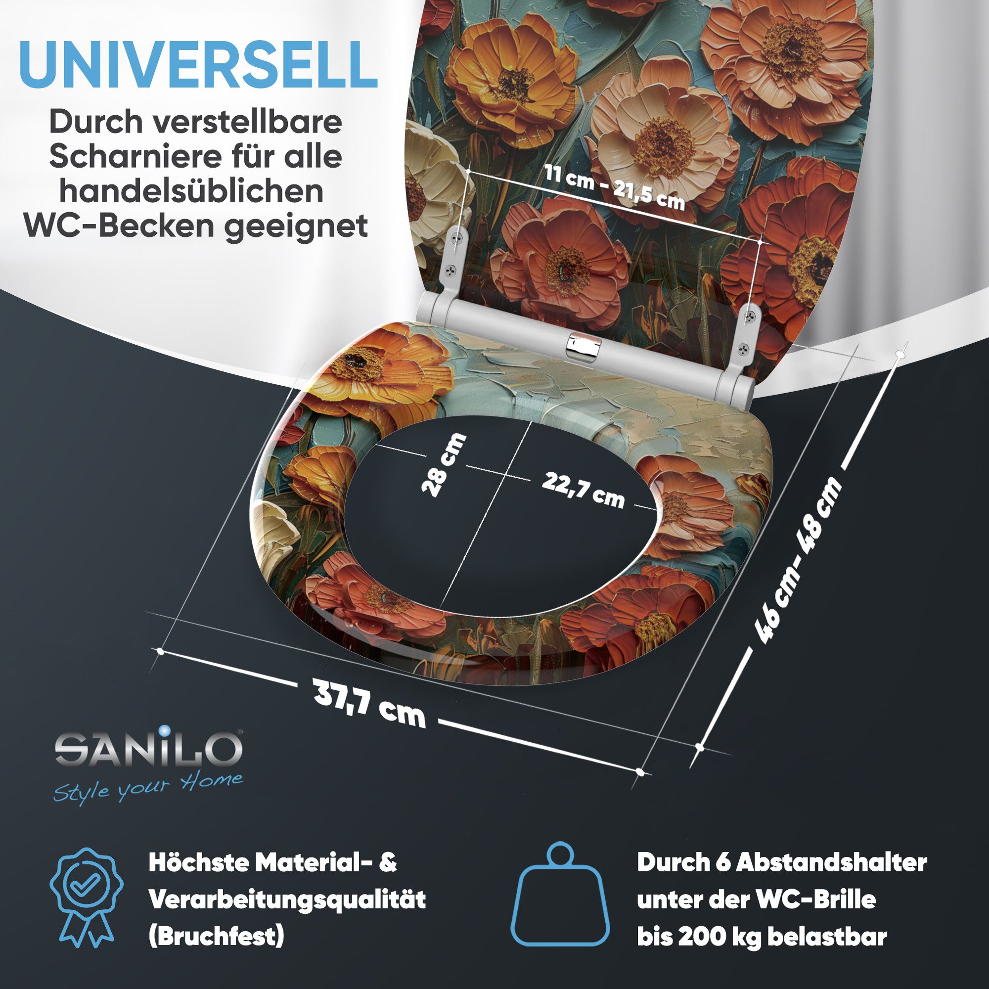 Sanilo WC-Sitz mit Absenkautomatik & Top Fix in vielen Designs, hochwertig, abnehmbar, leichte Montage von oben, mit Schraubenzieher – Bild 4 von 5