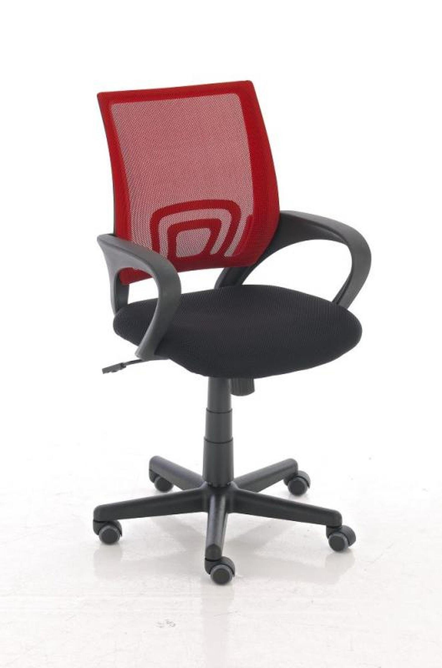 TPFLiving Bürostuhl Genf mit bequemer Rückenlehne - höhenverstellbar und 360° drehbar (Schreibtischstuhl, Drehstuhl, Chefsessel, Bürostuhl XXL), Gestell: Kunststoff schwarz - Sitzfläche: Microfaser rot