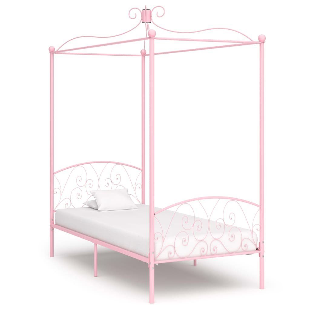 furnicato Bett Himmelbett-Gestell Rosa Metall 100 x 200 cm