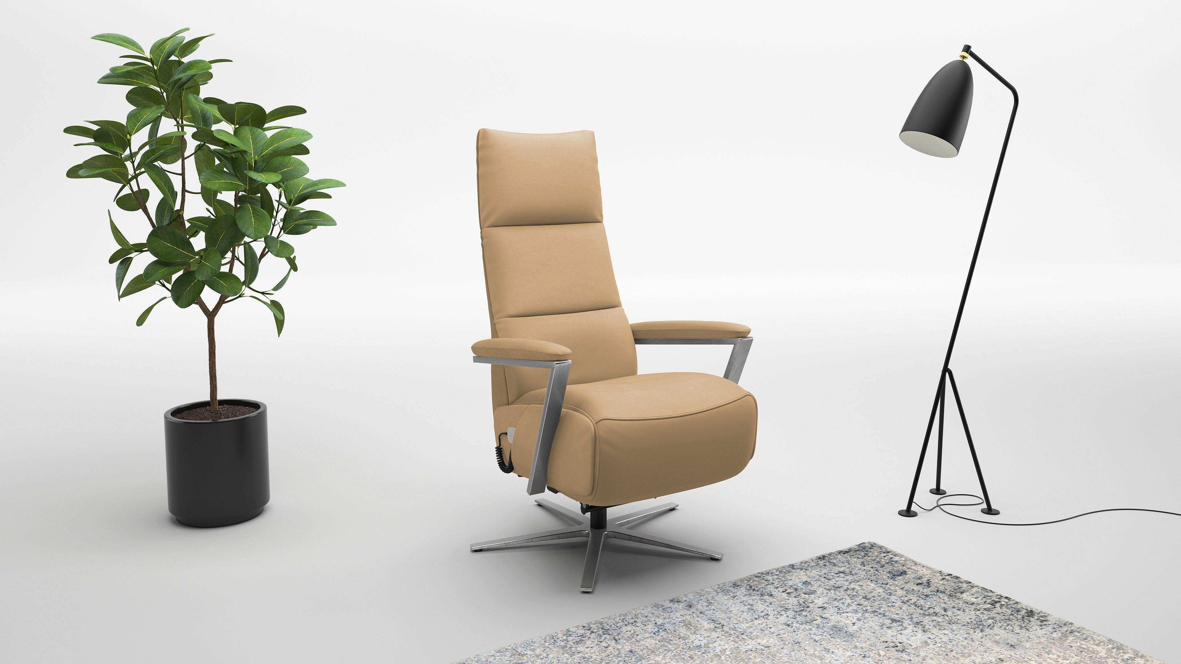 sit&more TV-Sessel Vario Comfort, inkl. Kopfteilverstellung & 360° Drehfunktion, mit Gasdruck, Höhe der Armlehnen 64cm