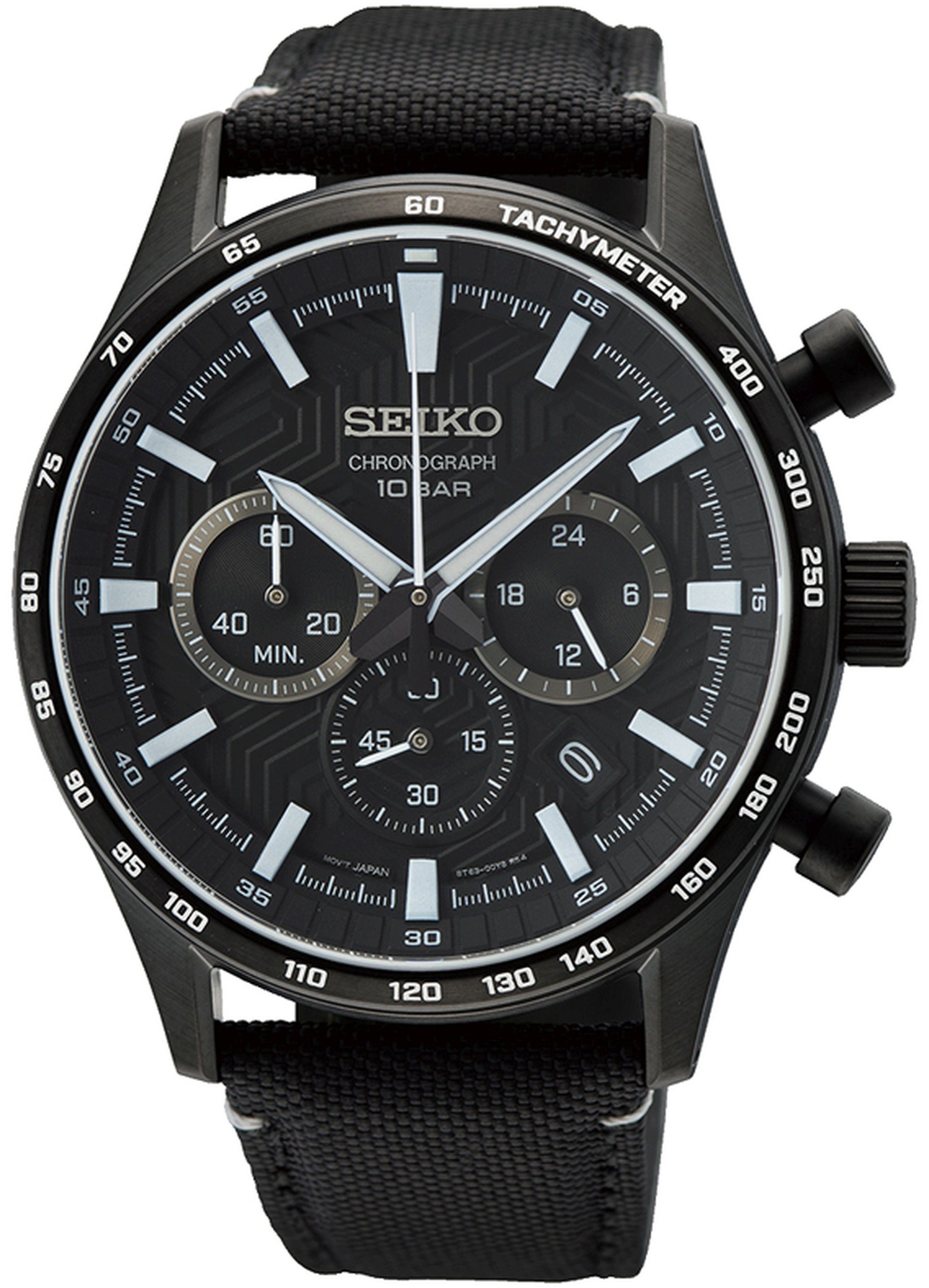Seiko chronograph black sale