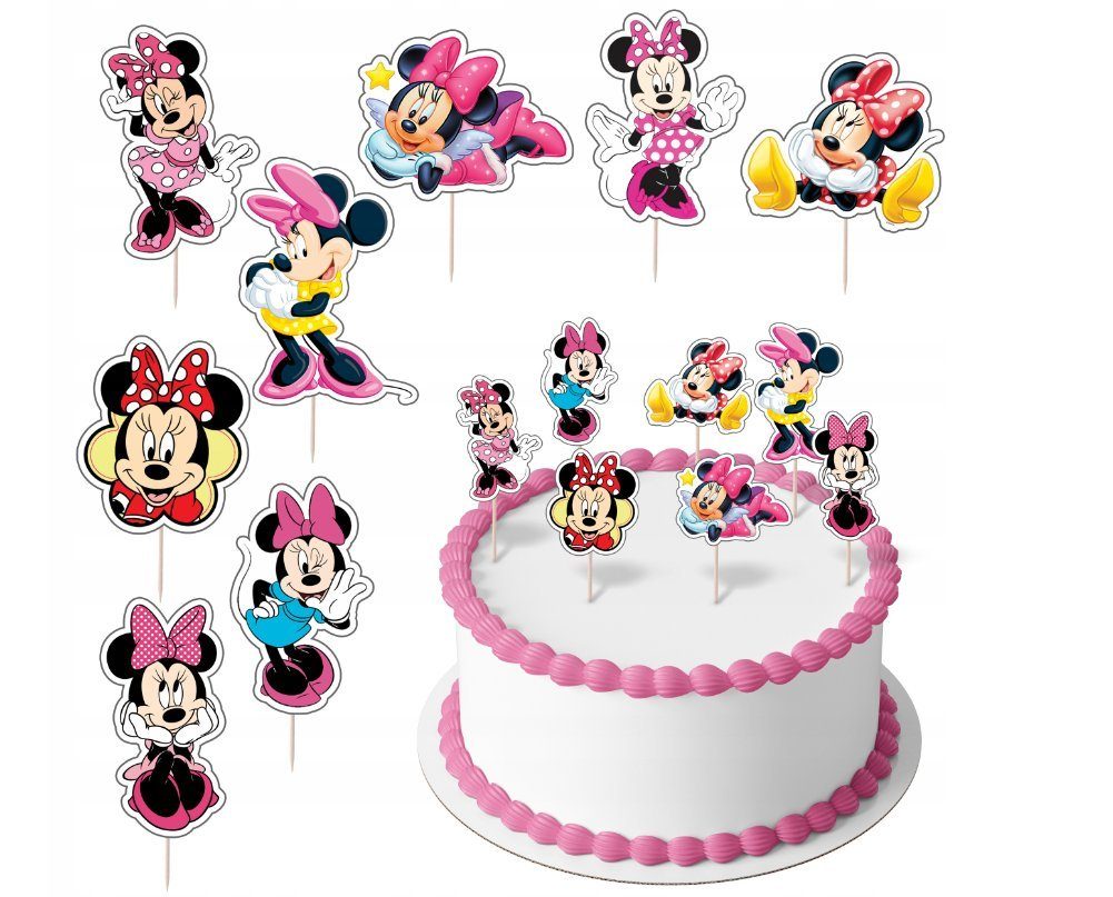 Festivalartikel Tortenstecker MINNIE Mouse Topper Set 8 Stk Geburstag Torten Deko Kuchen Junge