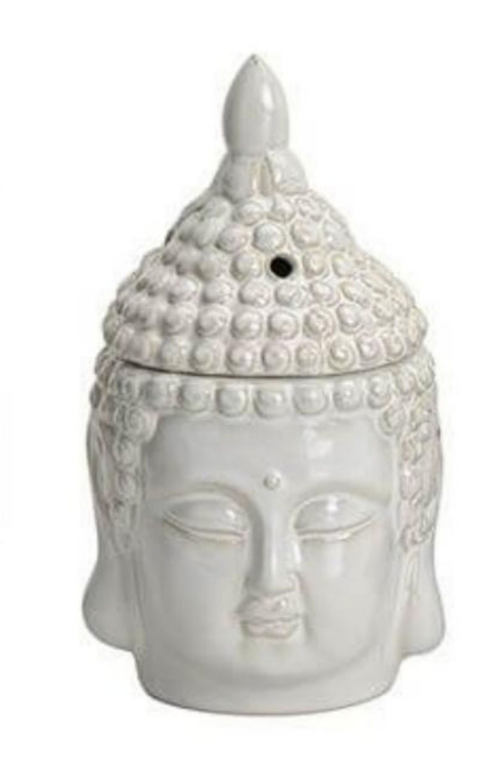 G. Wurm Kandelaber, Duftlampe Buddha aus Keramik weiß, Deckel abnehmbar