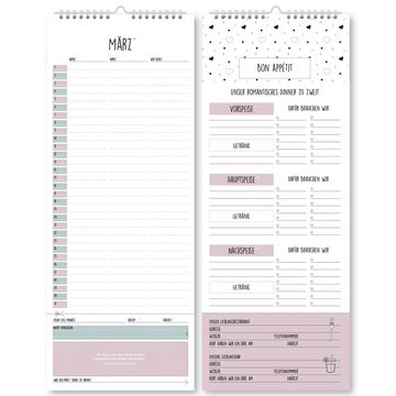 CUPCAKES & KISSES Kalender zum Selbstbasteln Paarkalender zum Selbstgestalten ohne festes Jahr, Partnerkalender für zwei, Wandkalender immerwährend, interaktiver