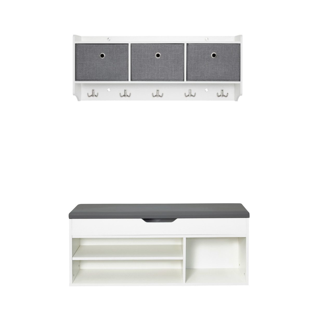 Mondeer Garderoben-Set (2-St), Garderobe mit Schuhbank, mit Stoff-Schublade günstig online kaufen