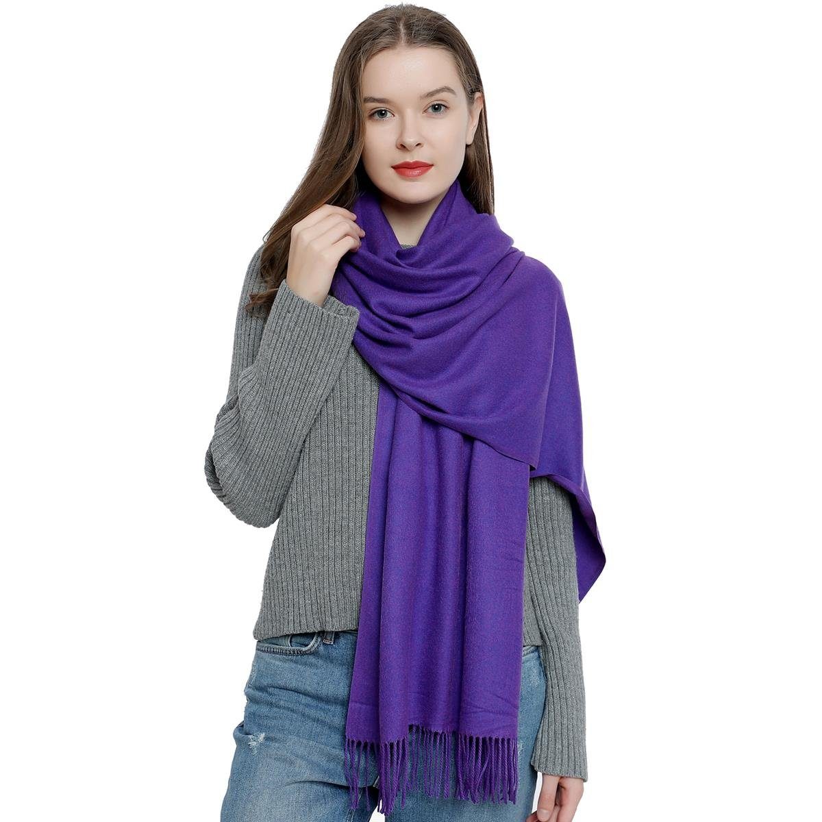 DonDon Schal »Damen Schal einfarbig 185 x 65 cm«, (1-St), Damenschal,  kuschlig weich, mit Fransen, Feinstrick online kaufen | OTTO