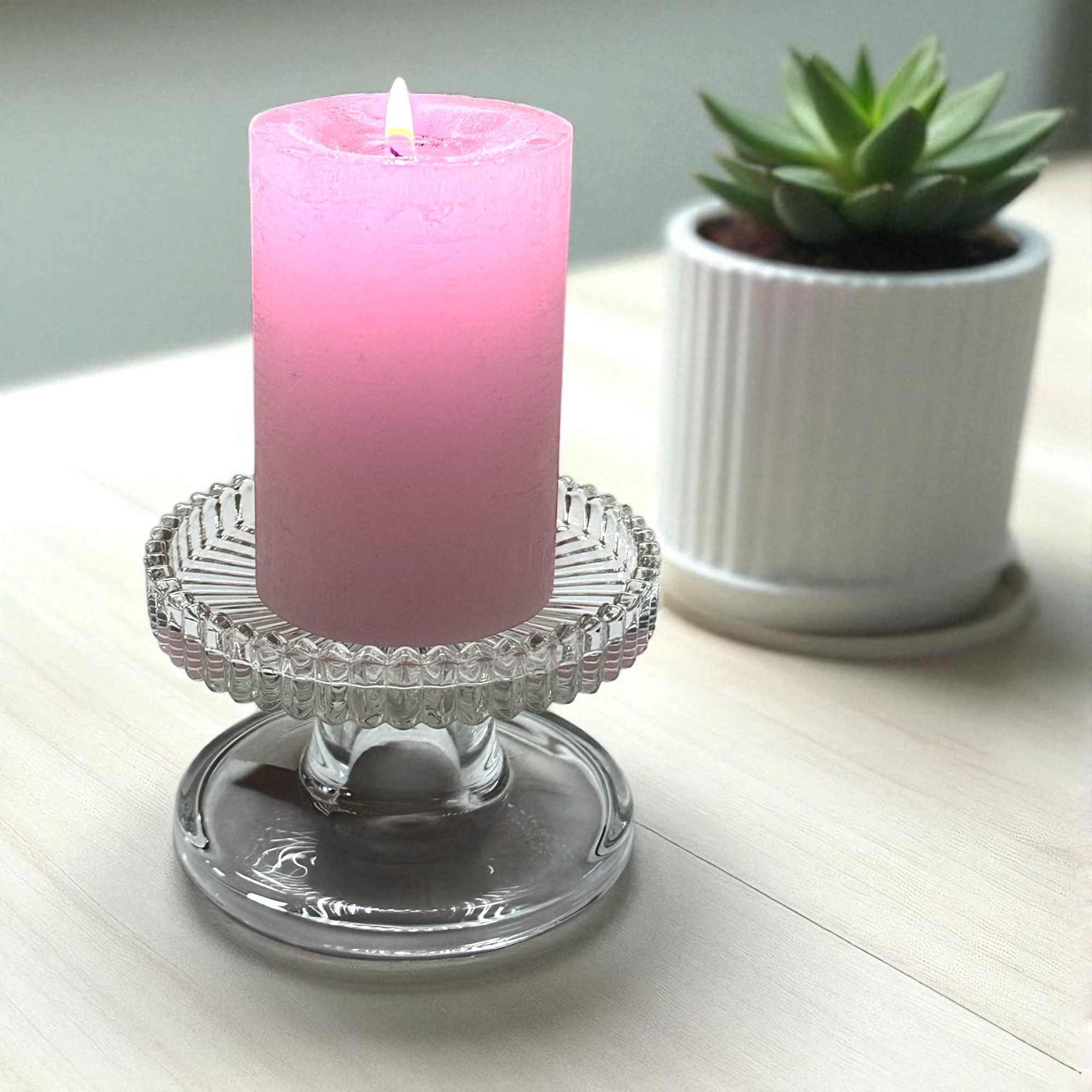 Sandra Rich Kerzenständer Kerzenhalter Ø 10cm "RIM", Kerzenteller mit Fuß, Glas-Kerzenständer